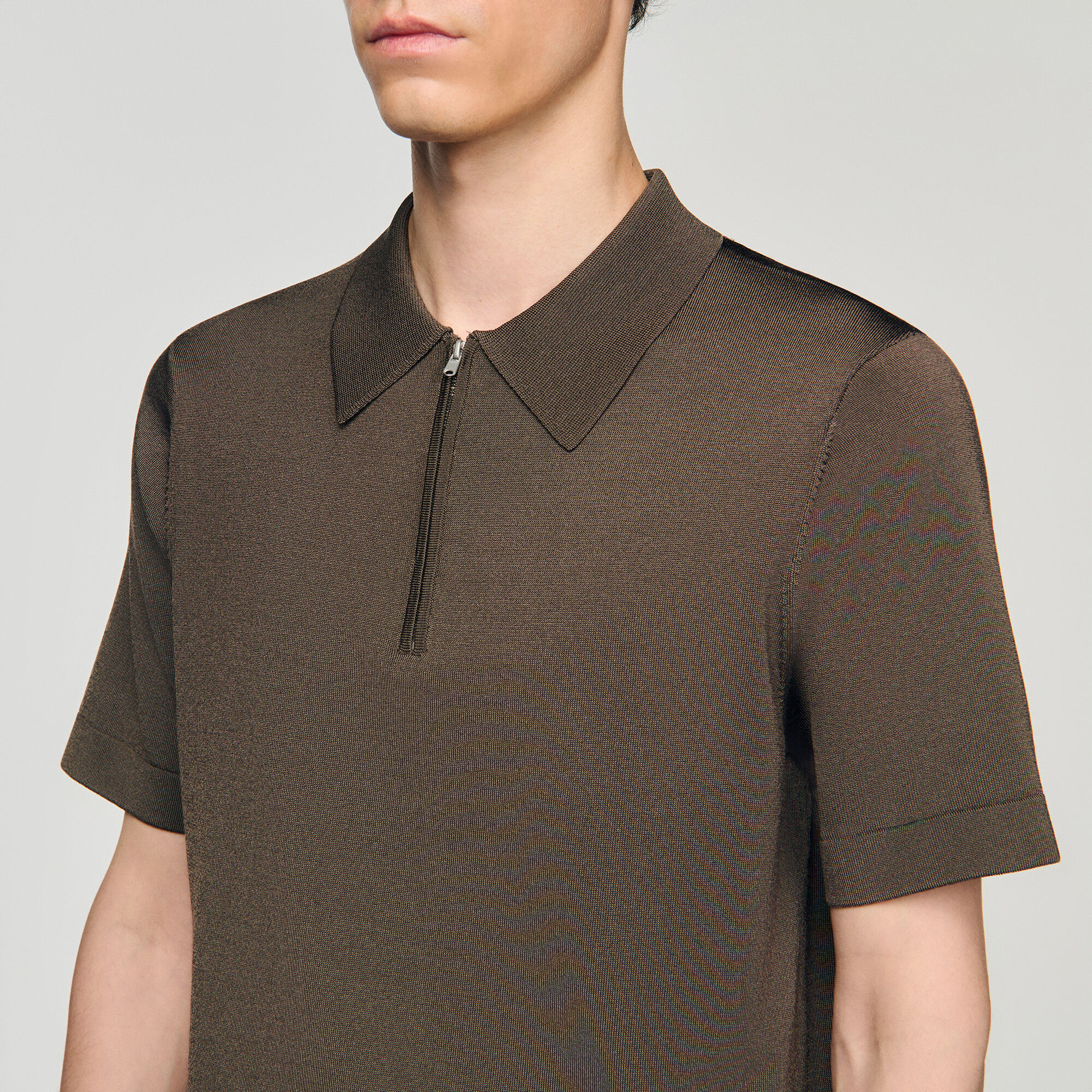Poloshirt aus Strick mit Reißverschluss