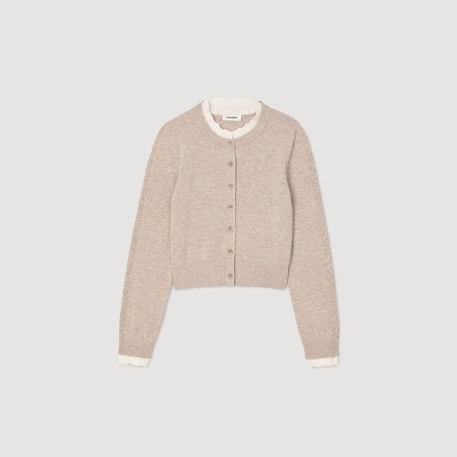 Cardigan mit Kontrastkragen