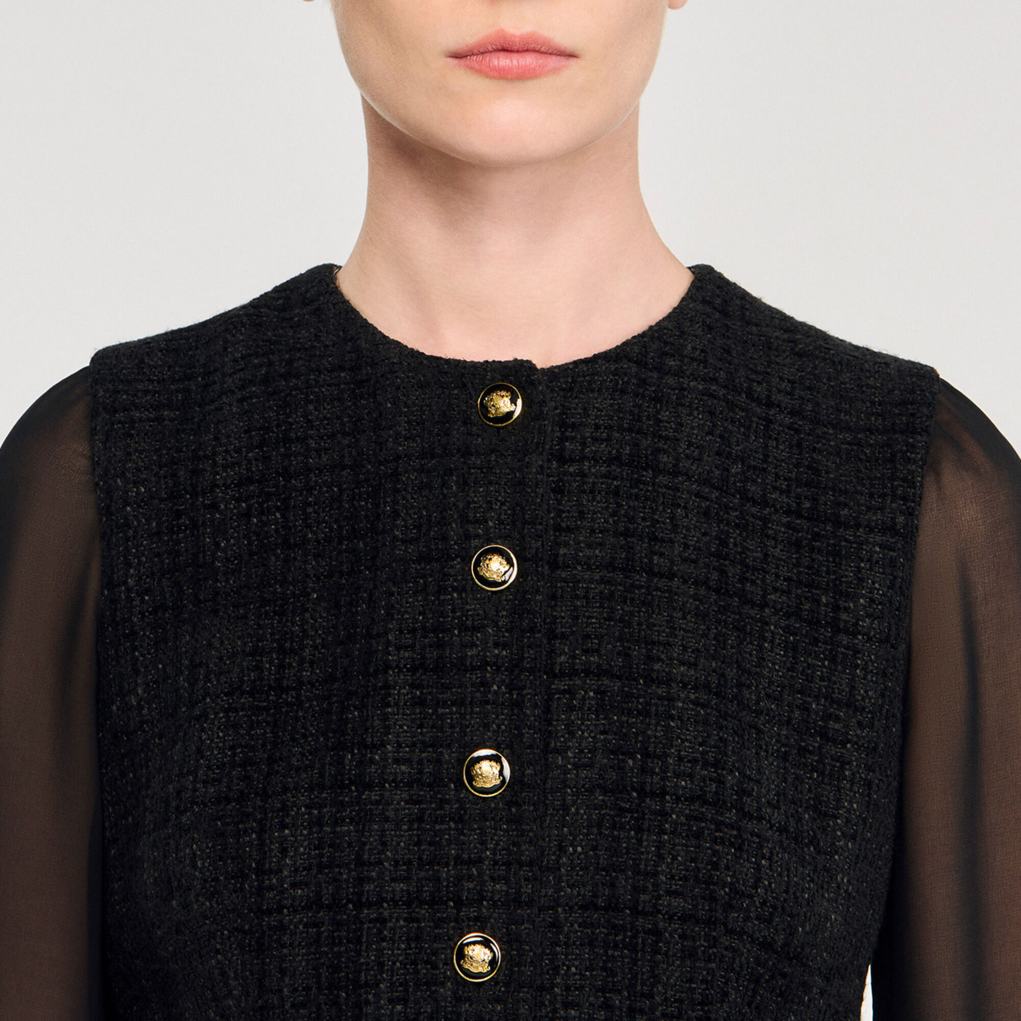 Kurzes Kleid mit langen &Auml;rmeln - Damen | Sandro