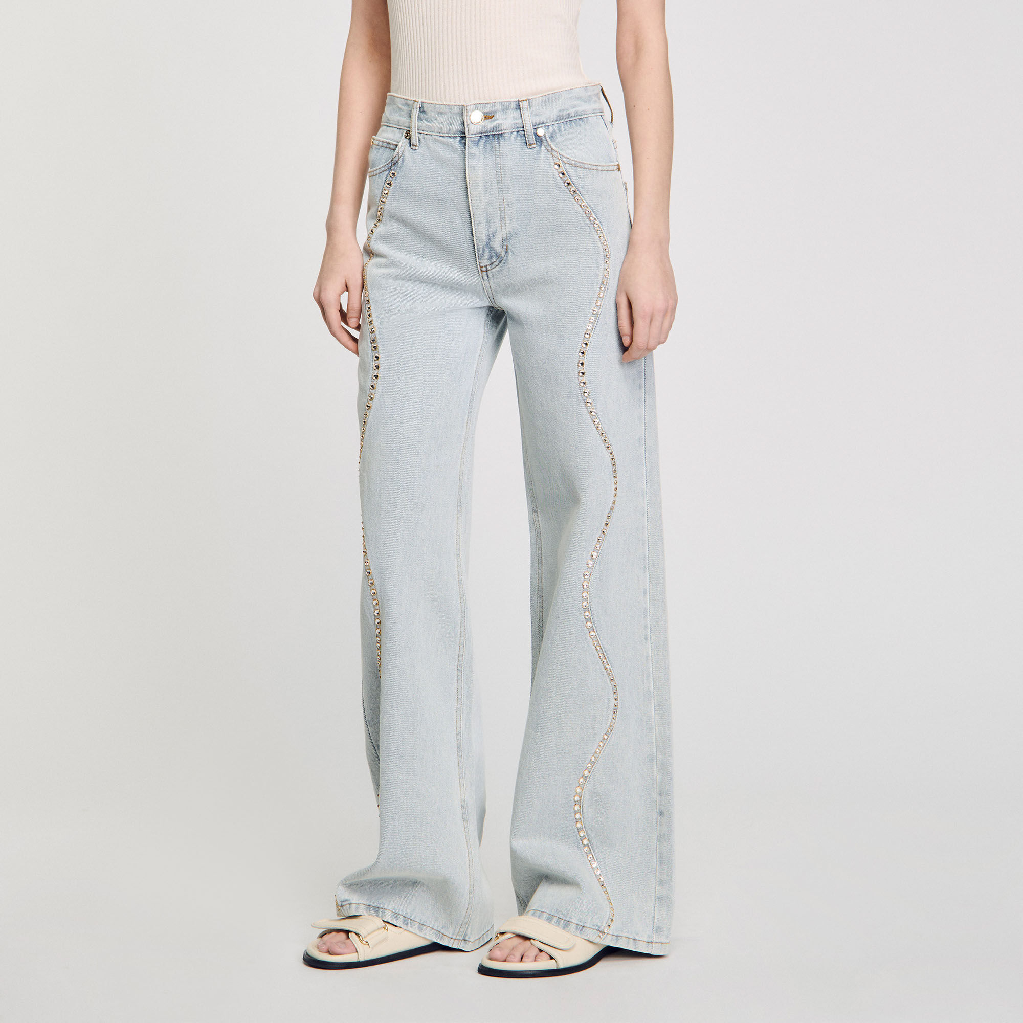 Jeans mit Strassstreifen