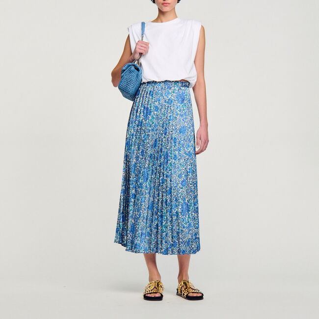 Langer fließender Rock mit Blumen-Print