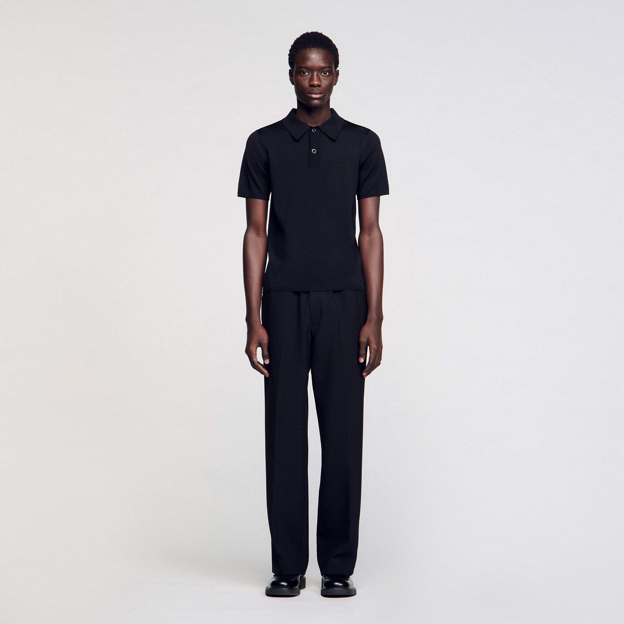 Strick-Poloshirt mit kurzen Ärmeln