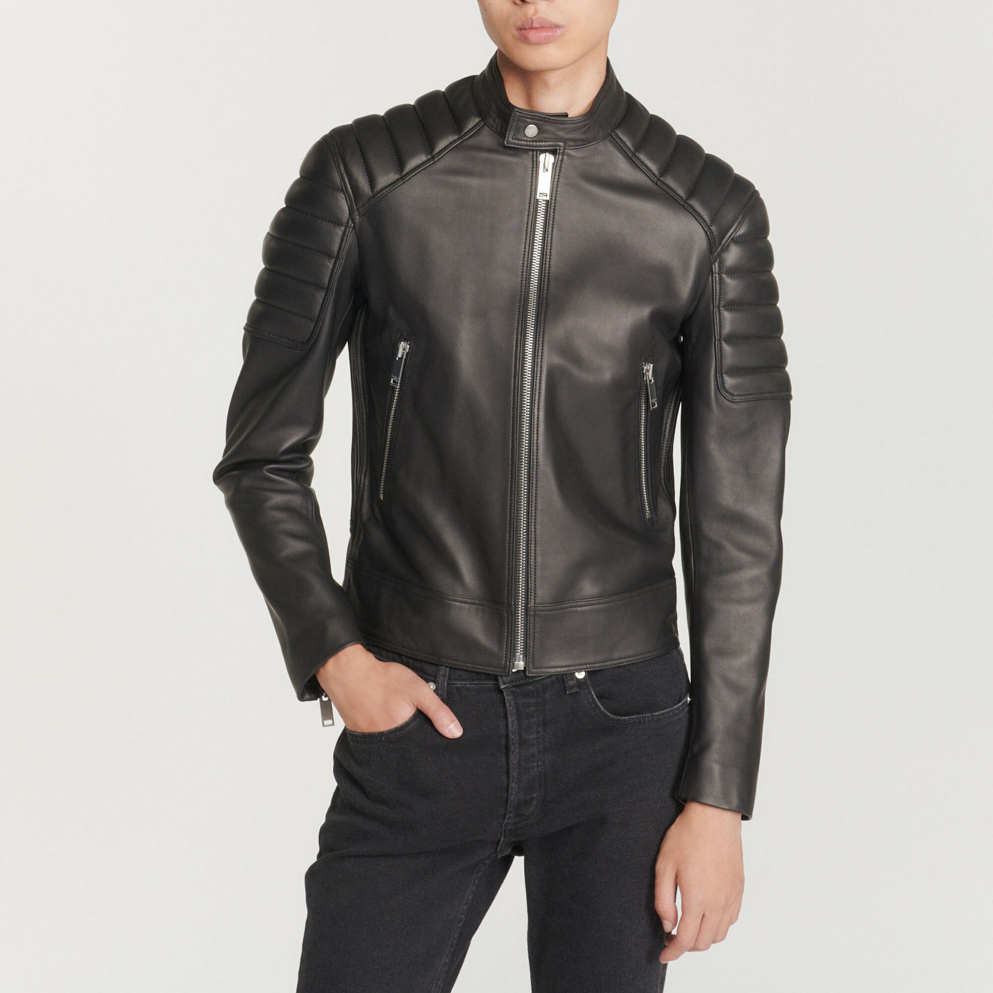 Sandro paris lederjacke herren clearance