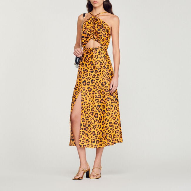 Langes Kleid mit Leopardenprint