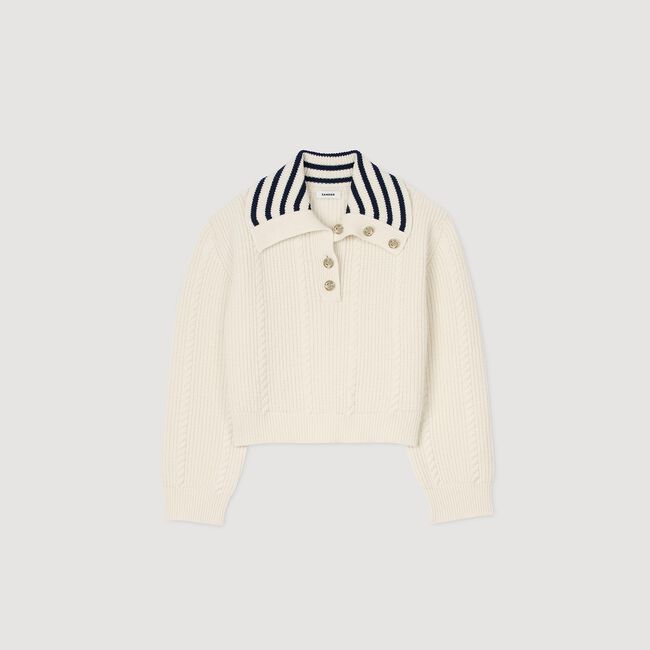 Pullover mit gestreiftem Matrosenkragen