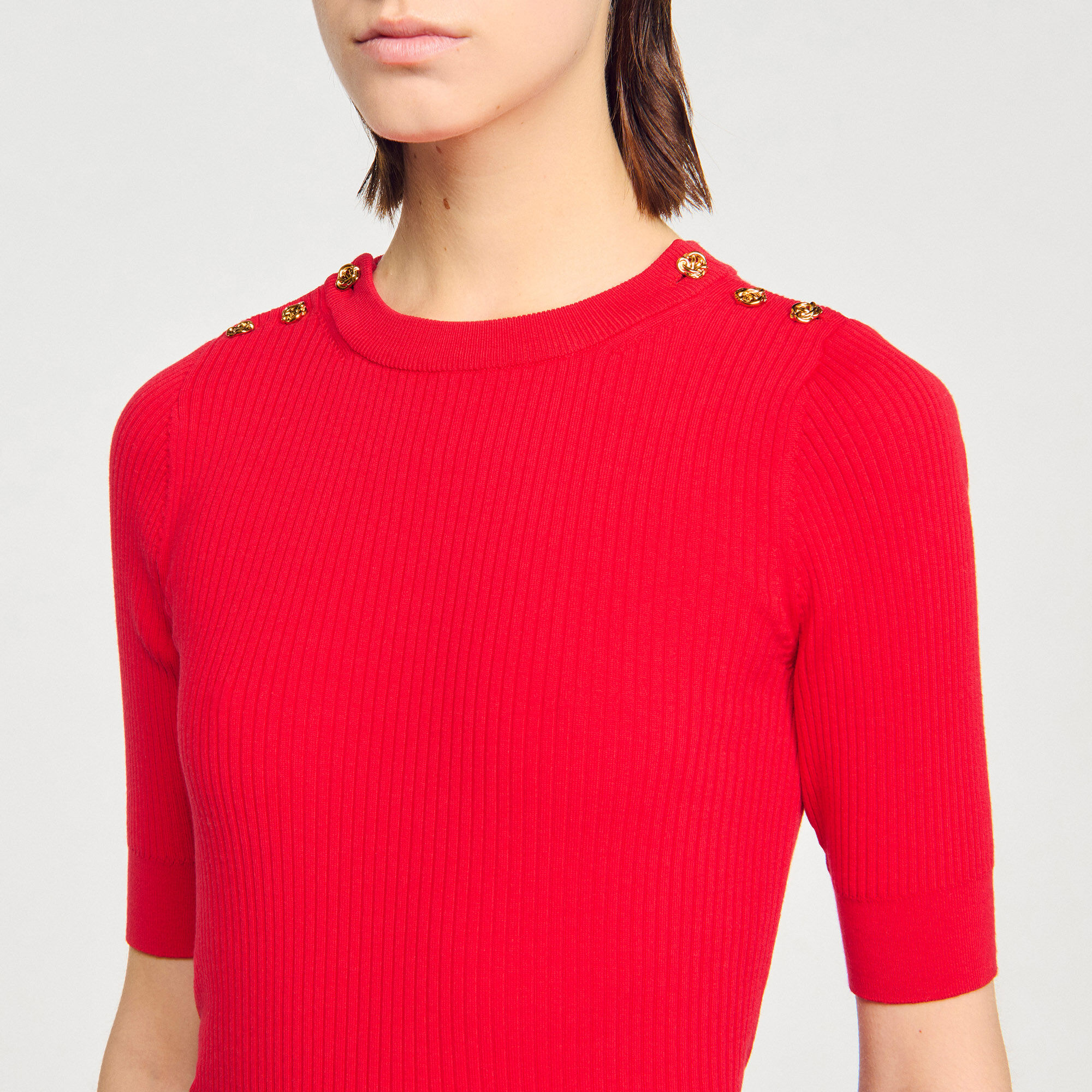 Kurzarmpullover aus Rippstrick