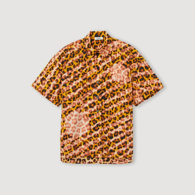 Oversize-Hemdbluse mit Leopardenprint