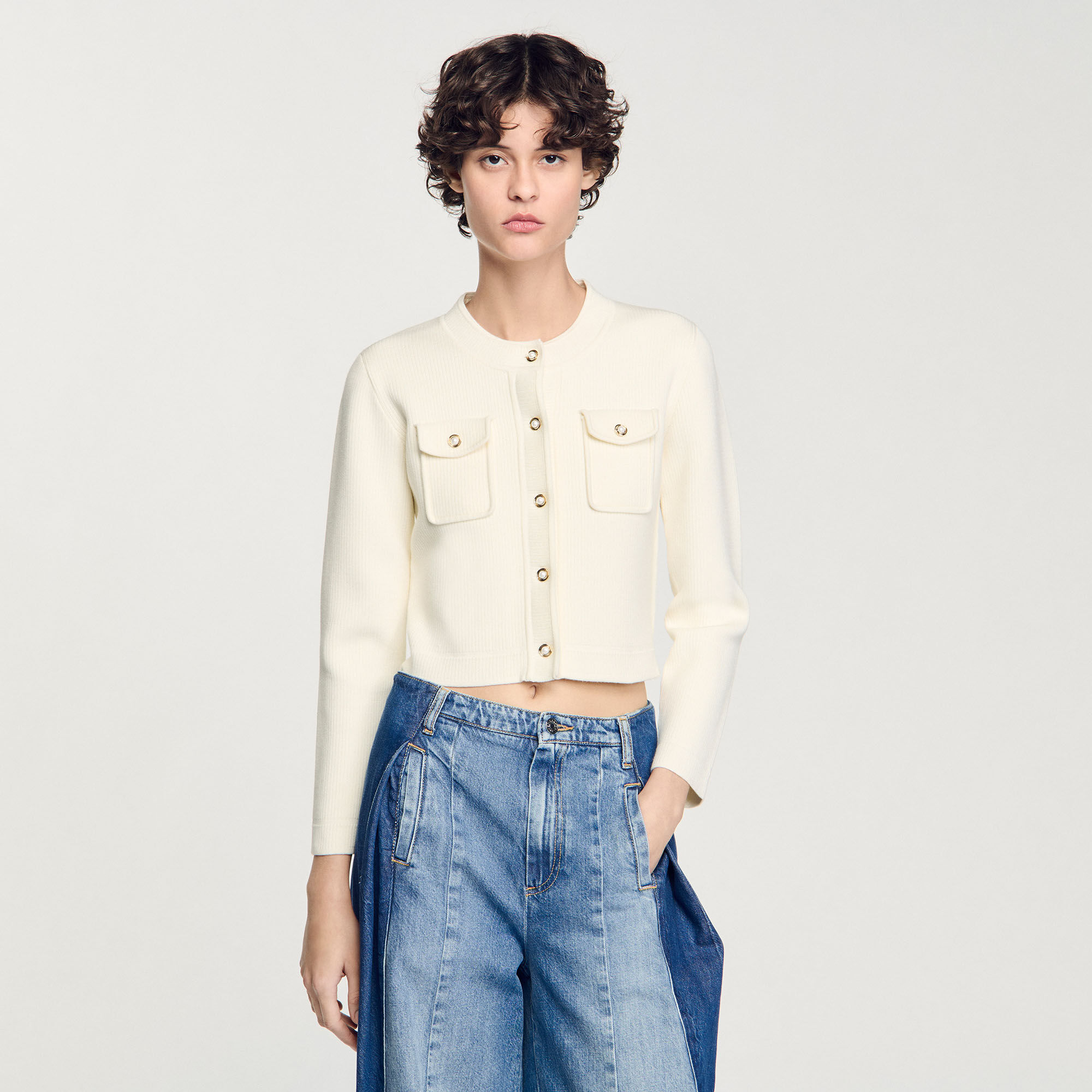 Cardigan aus Rippstrick