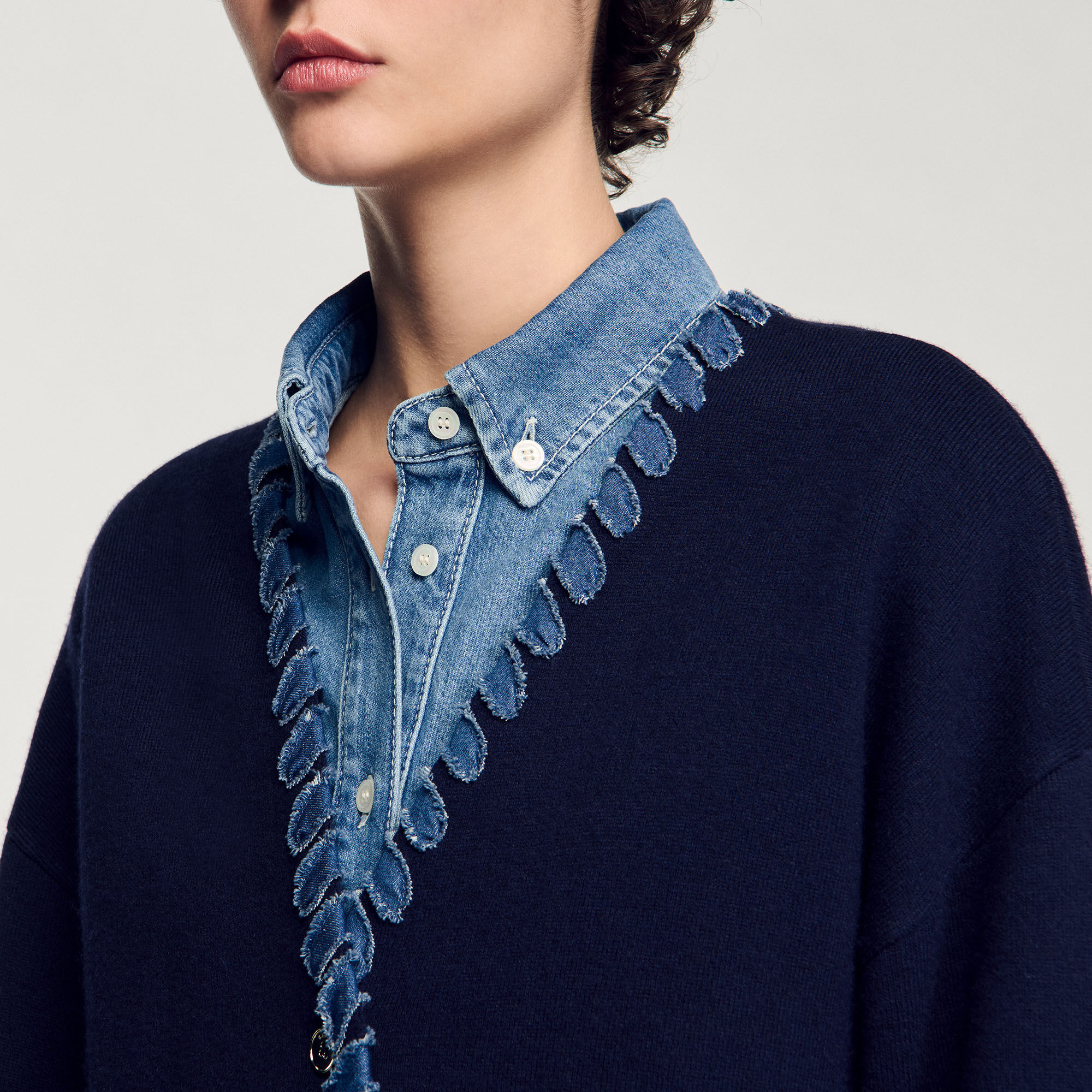 Cardigan mit Denim-Details