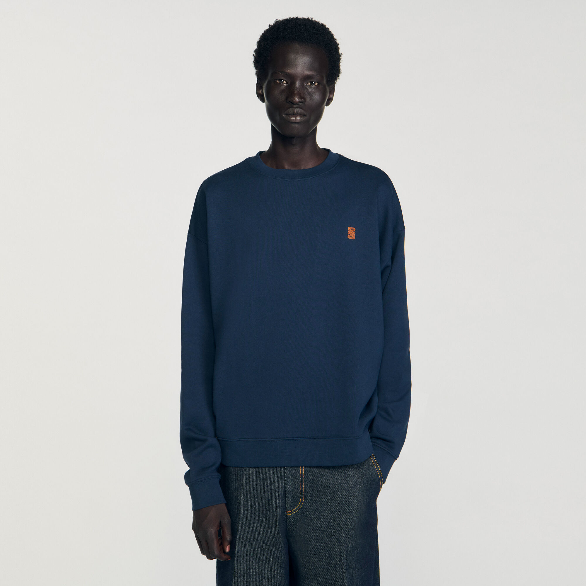 Oversize-Sweatshirt mit Leder-Patch