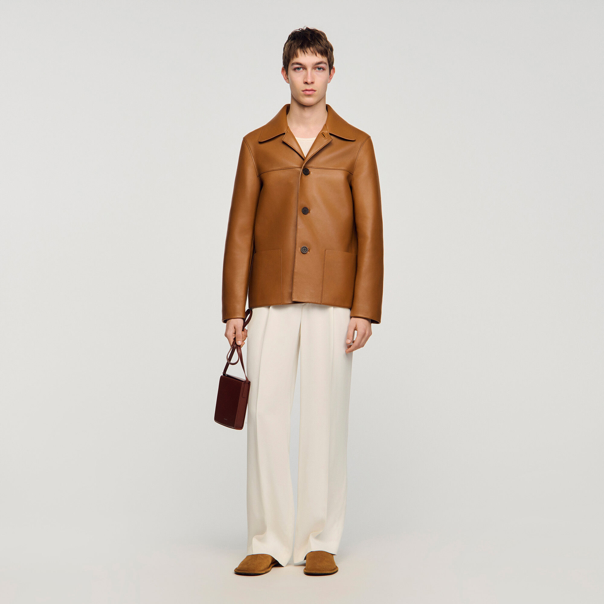 Lammlederblouson mit Kn&ouml;pfen - Herren | Sandro
