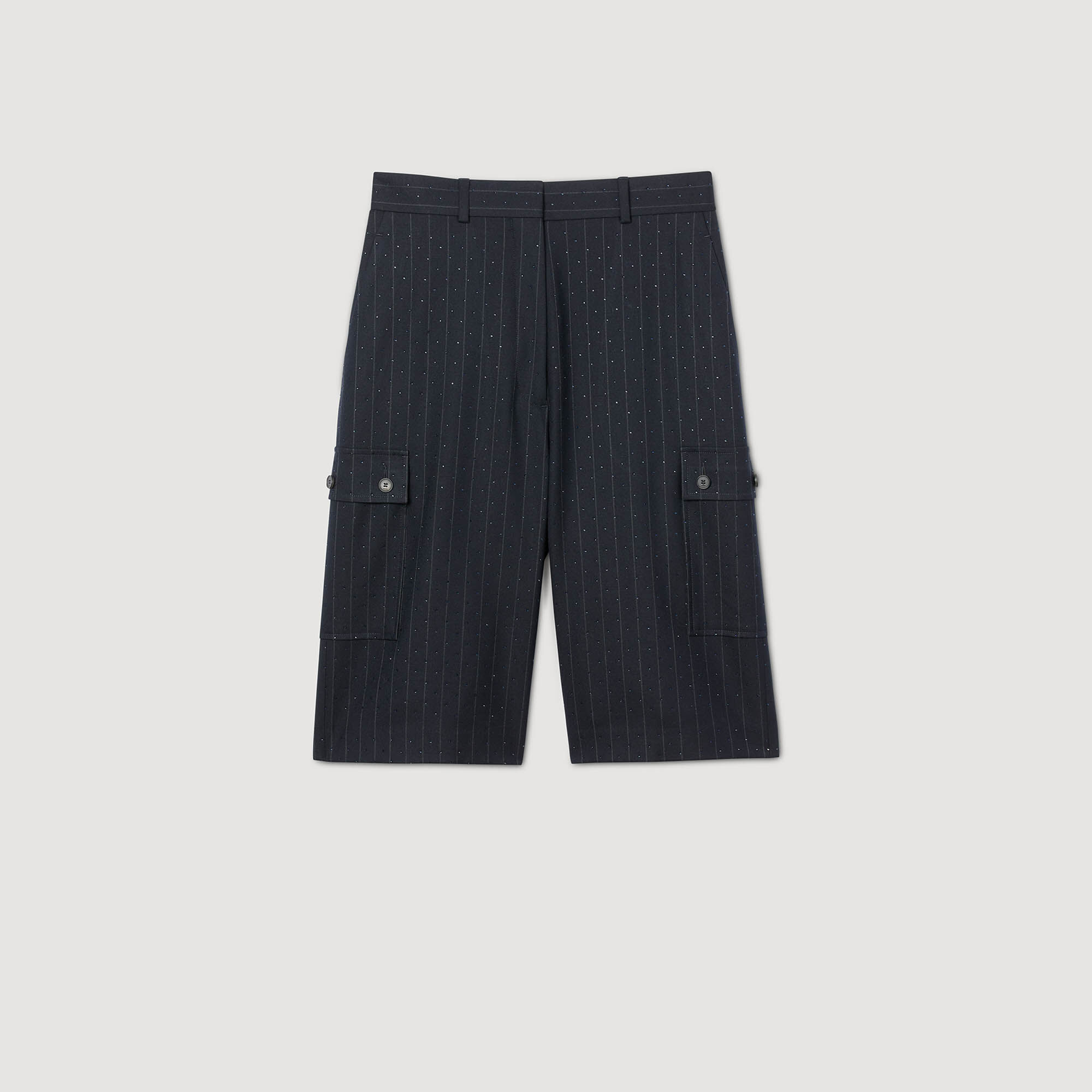 Gestreifte Bermudashorts mit Strass