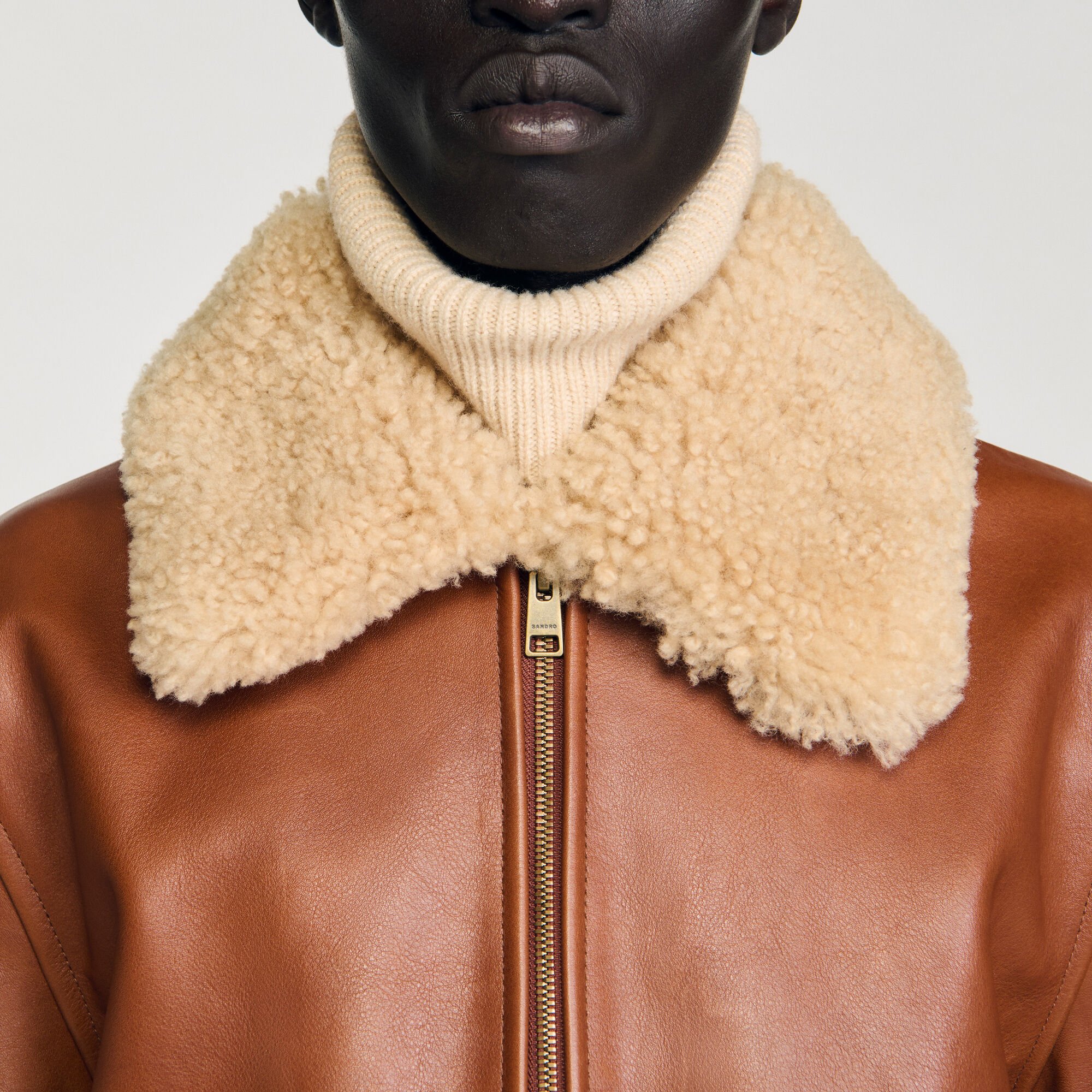 Lederjacke mit Fellkragen