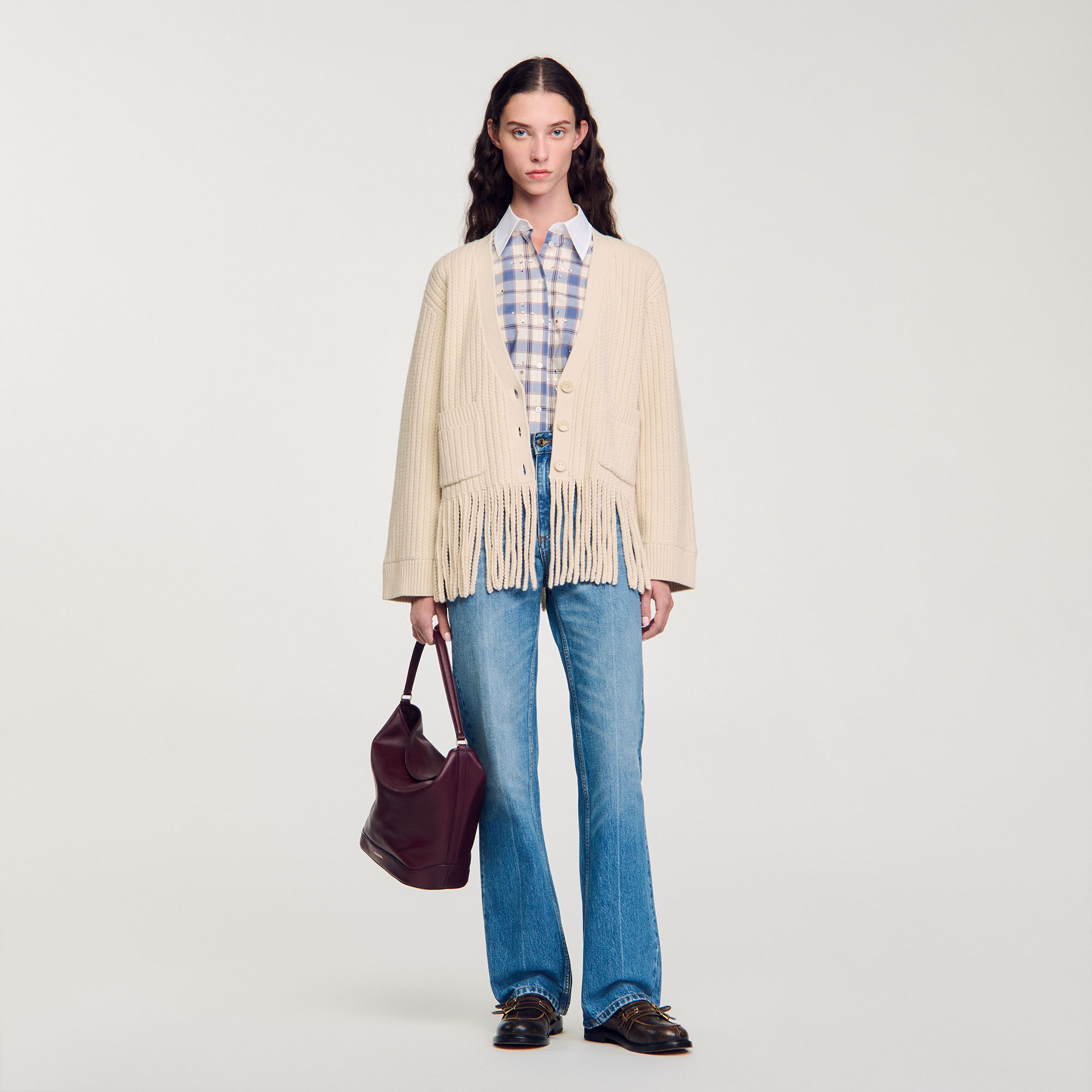 Strickcardigan mit Fransen