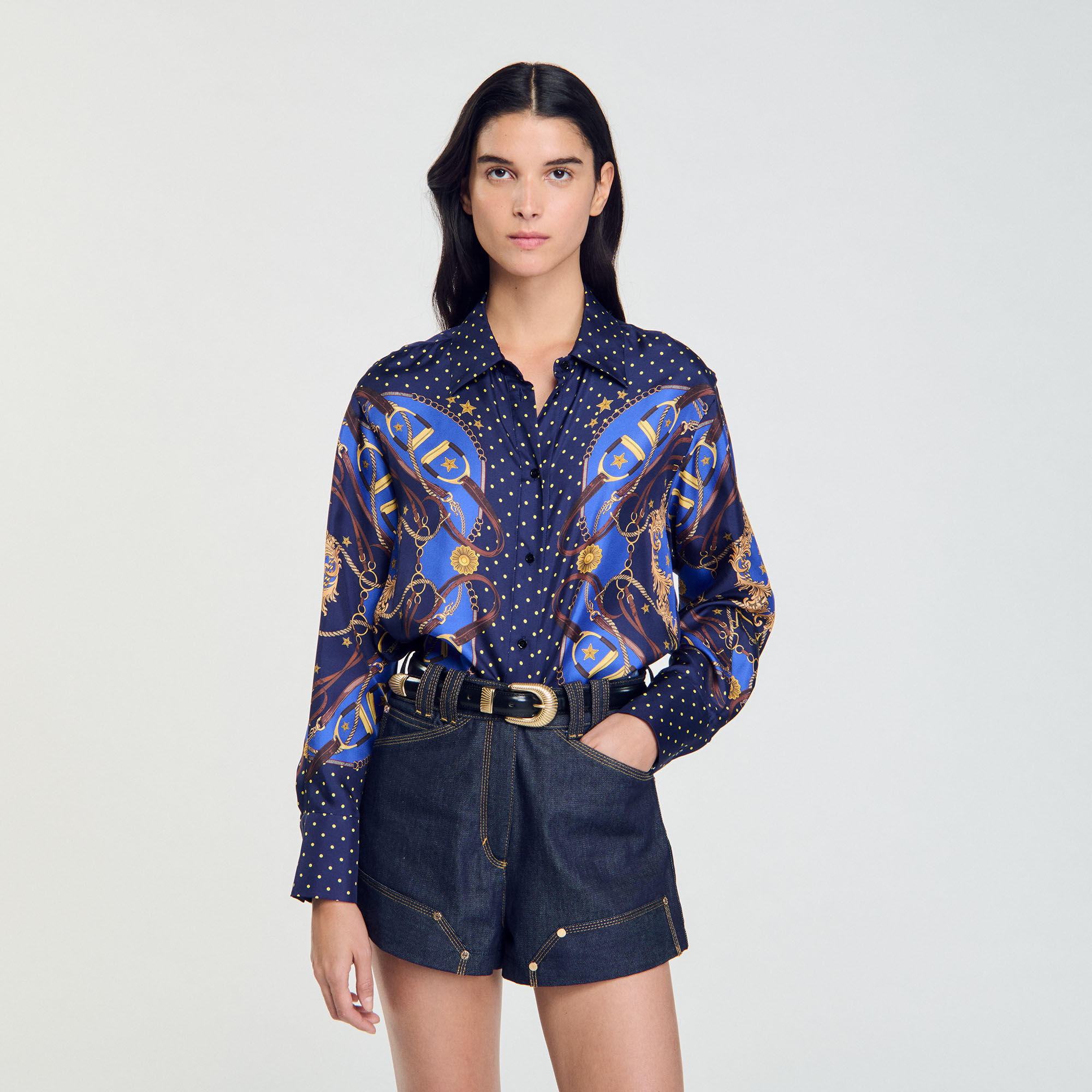 Hemdbluse aus Seide mit Druckmotiv