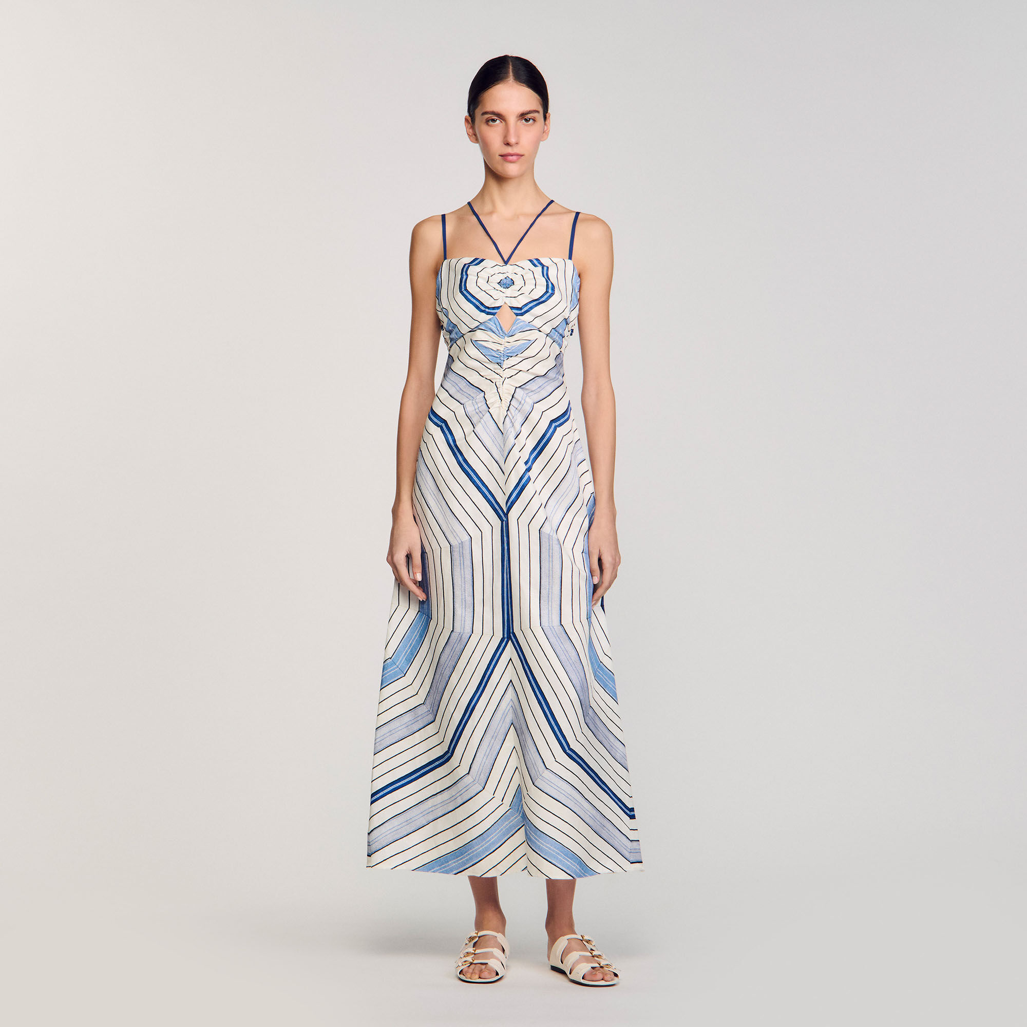 Langes Kleid mit Spiralenprint