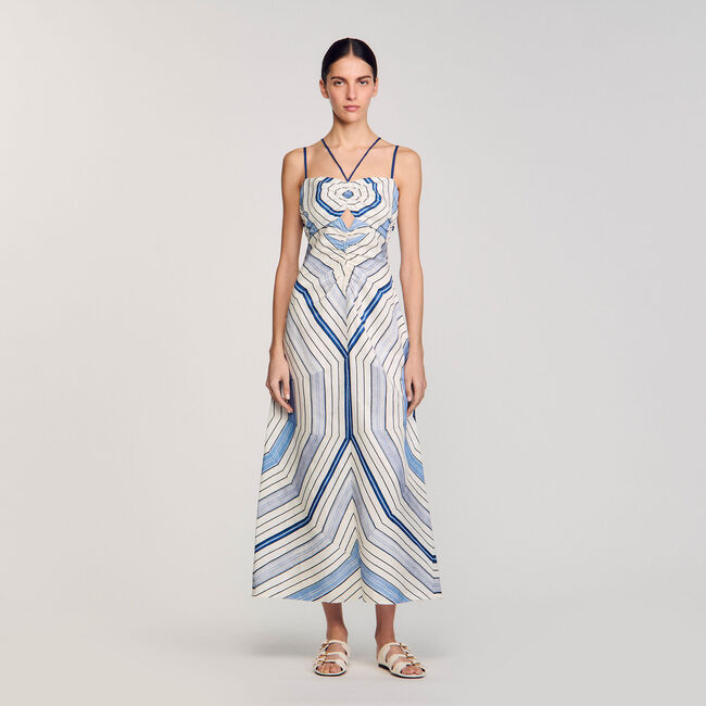 Langes Kleid mit Spiralenprint