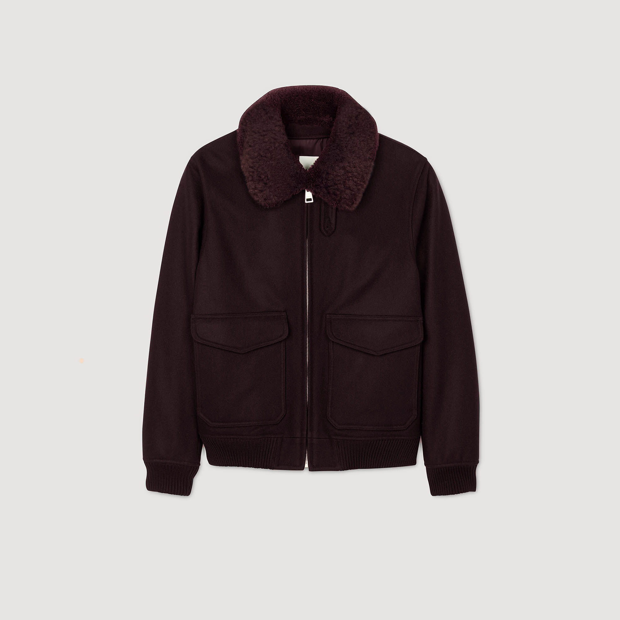 Fliegerjacke aus Wolle mit Kragen