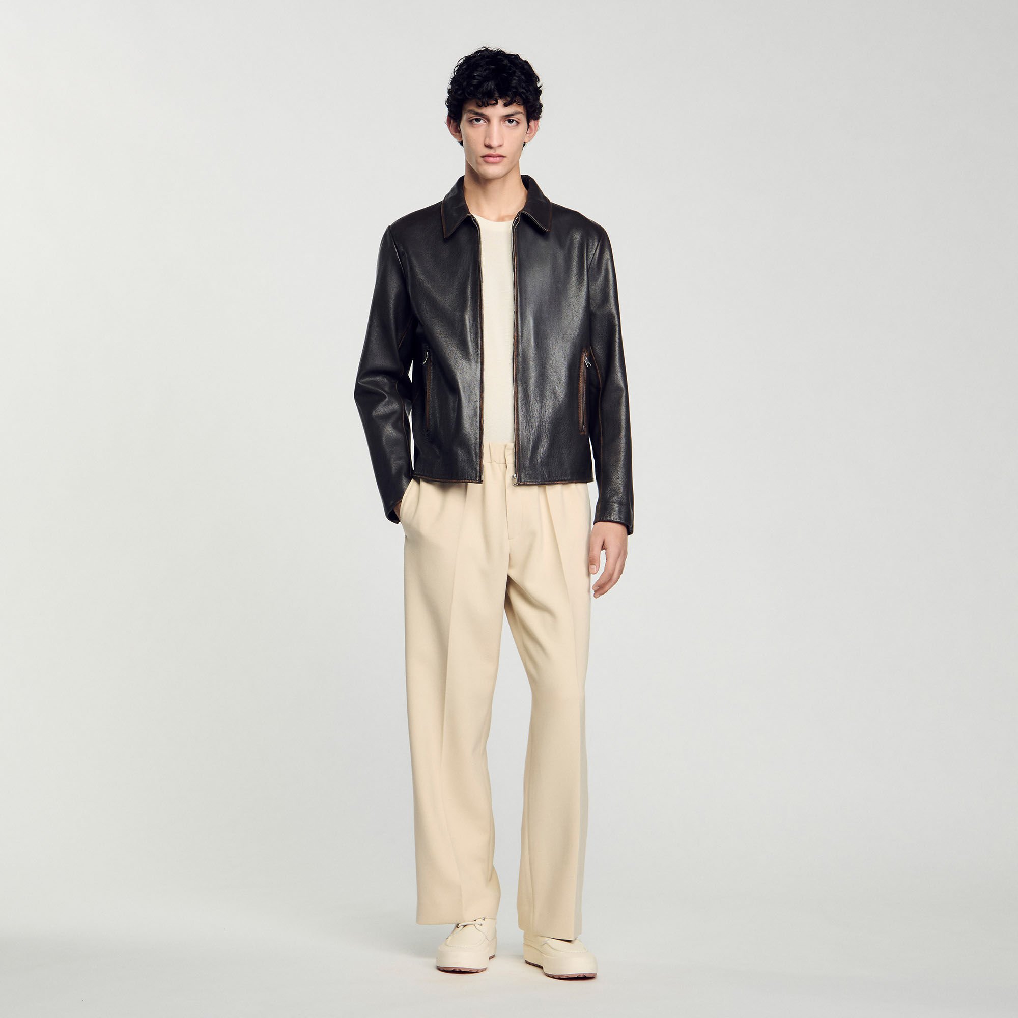 Lederjacke im Used-Look