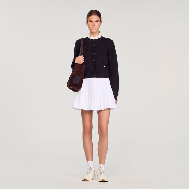 Cardigan mit abnehmbarem Volant
