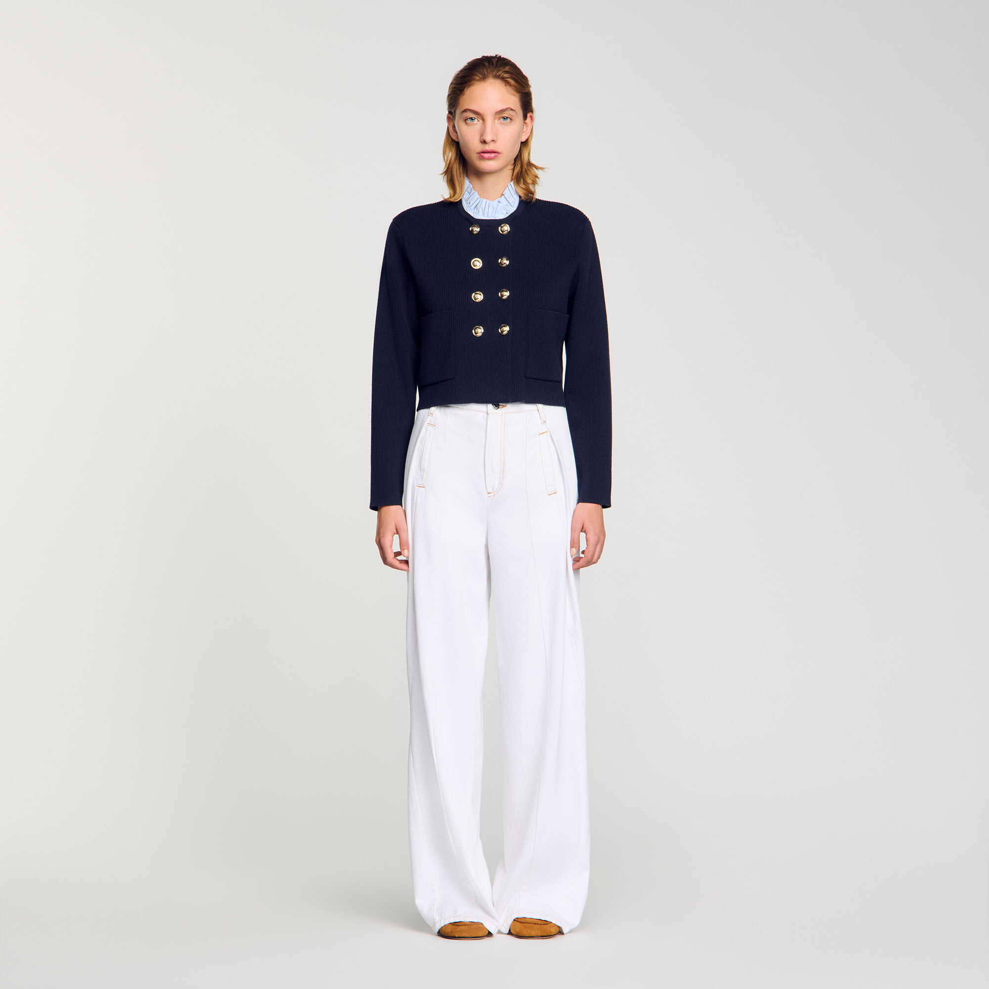 Cardigan mit abnehmbarem Volantkragen