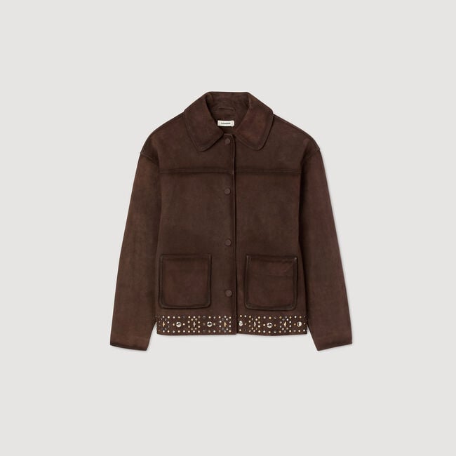 Velourslederjacke mit Nieten