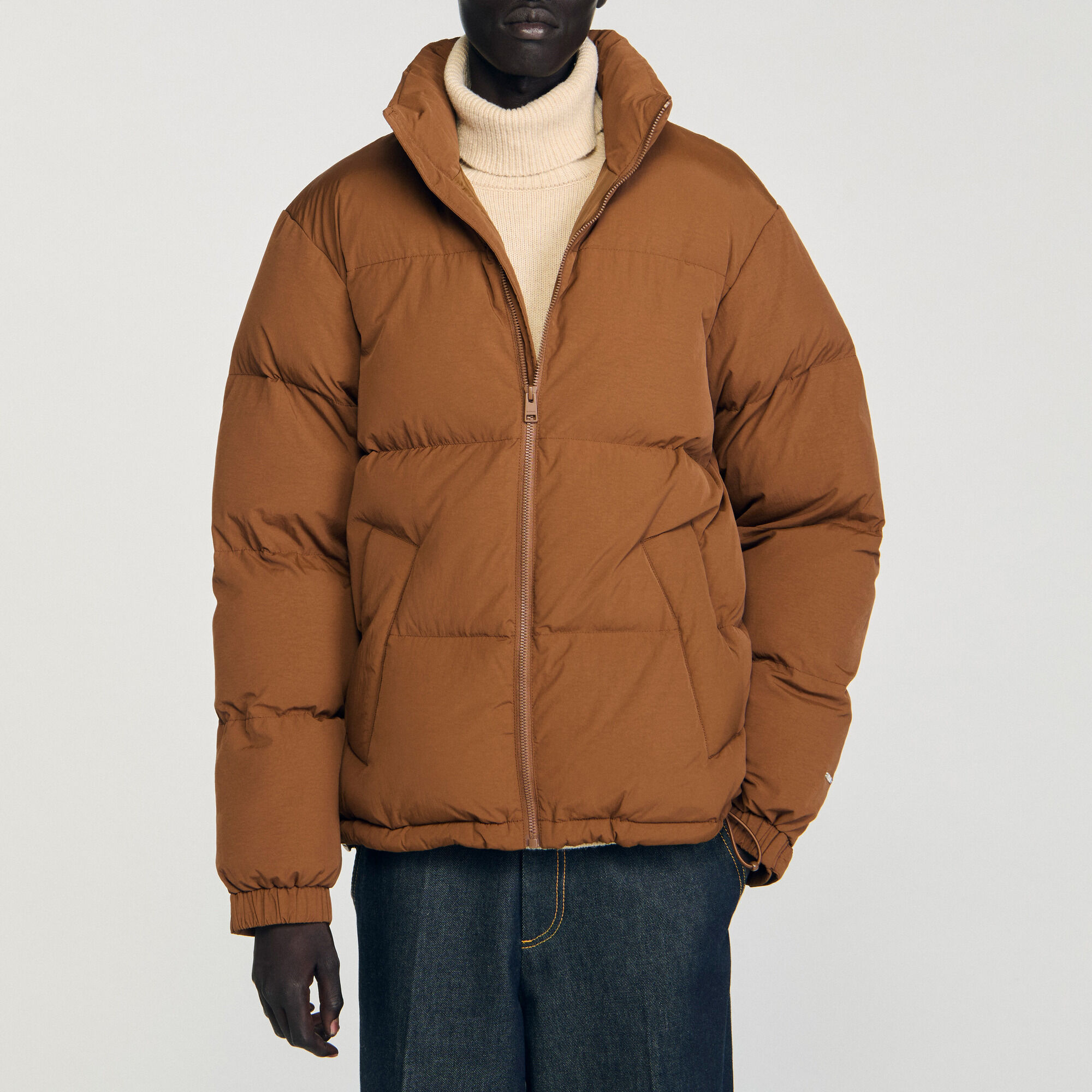 Daunenjacke mit Kapuze, Stehkragen - Herren | Sandro
