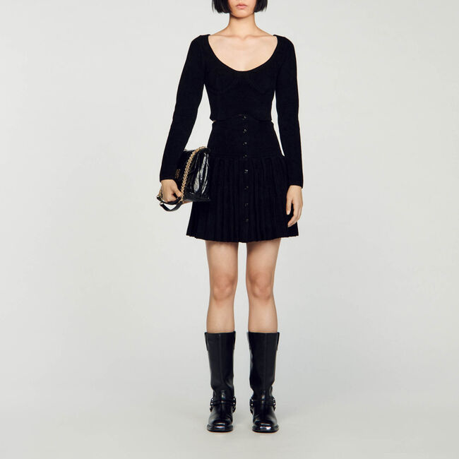 Kurzer Pullover aus samtigem Strick