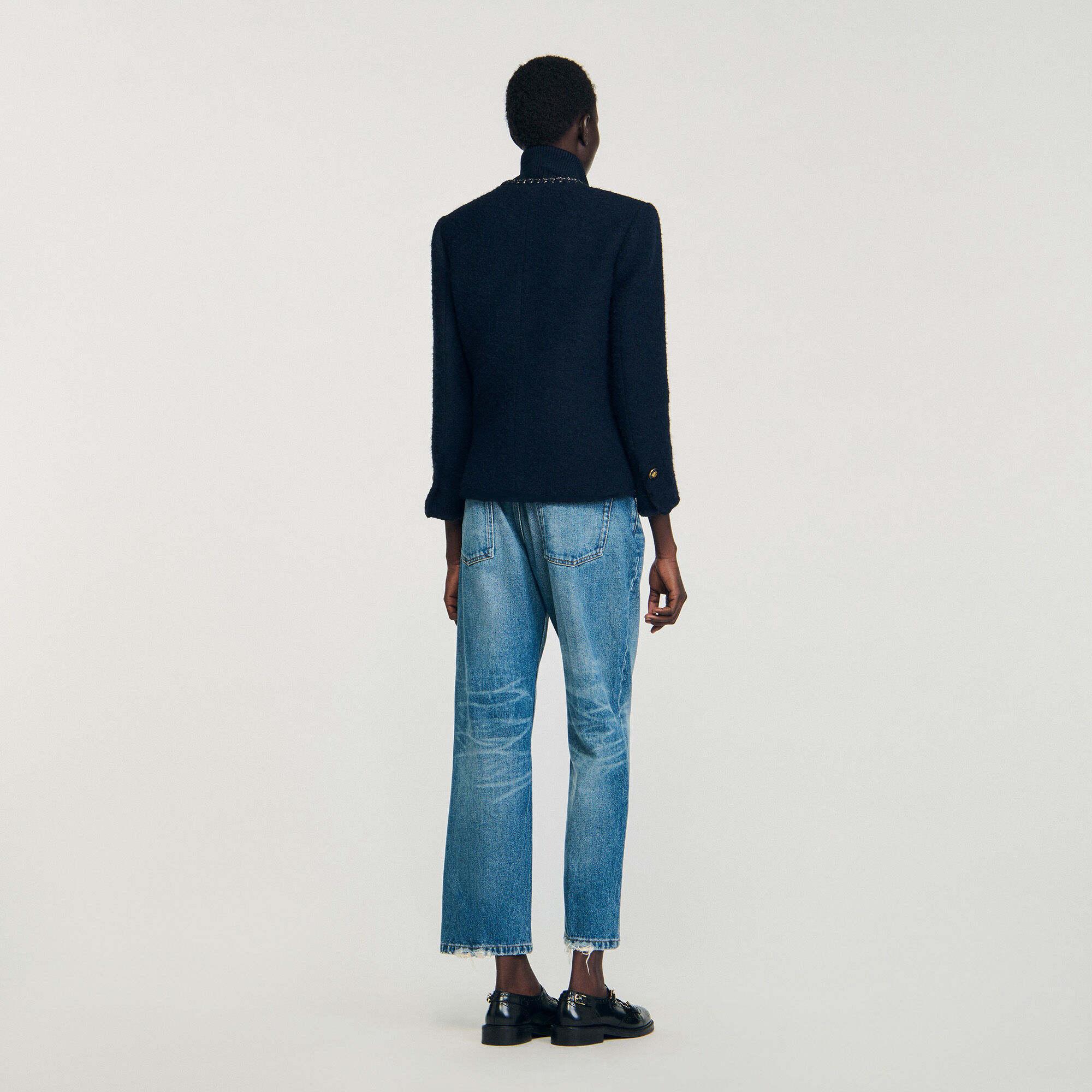 Tweed-Jacke mit Zierborten