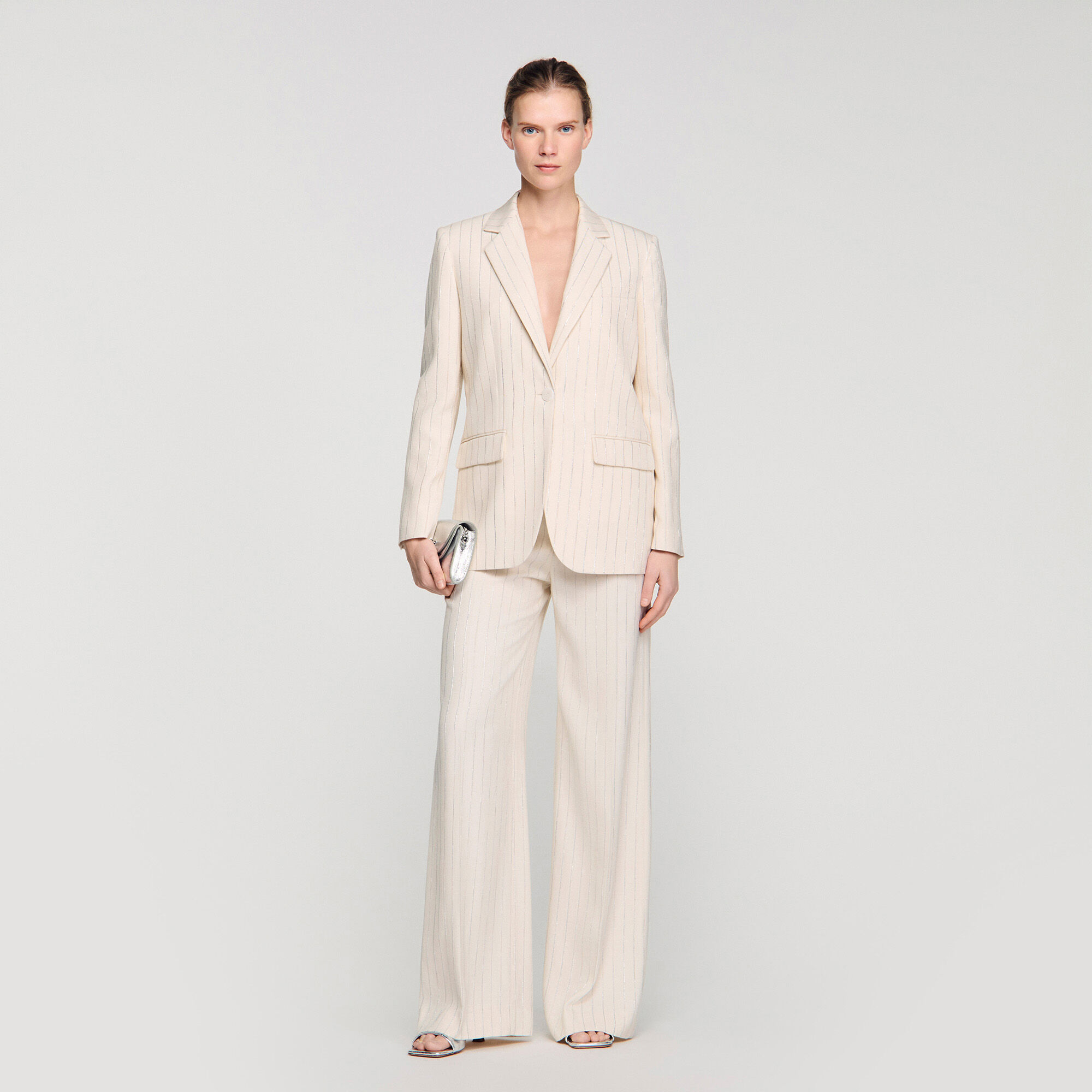 Gestreifter, taillierter Blazer