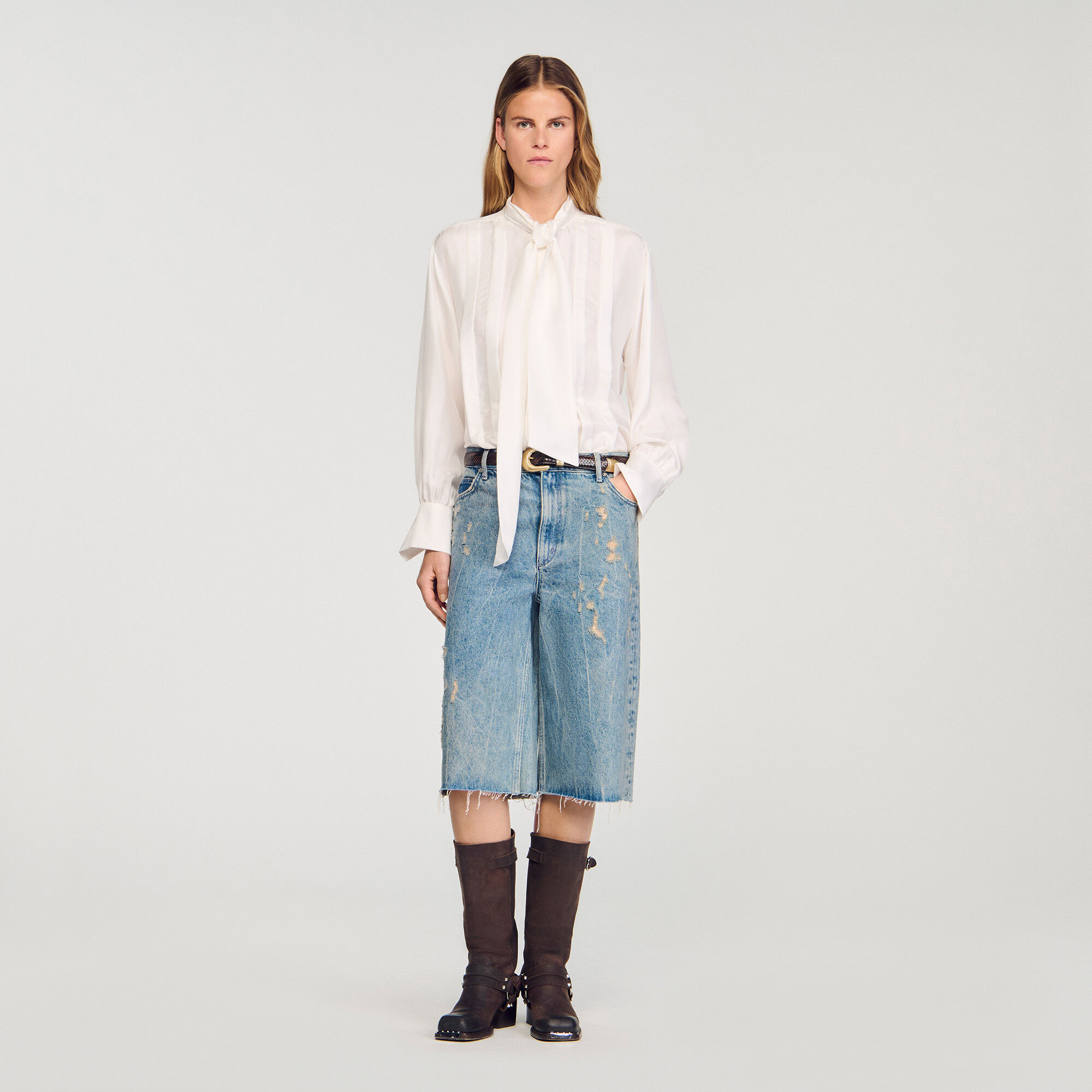 Seidenbluse mit Lavallière