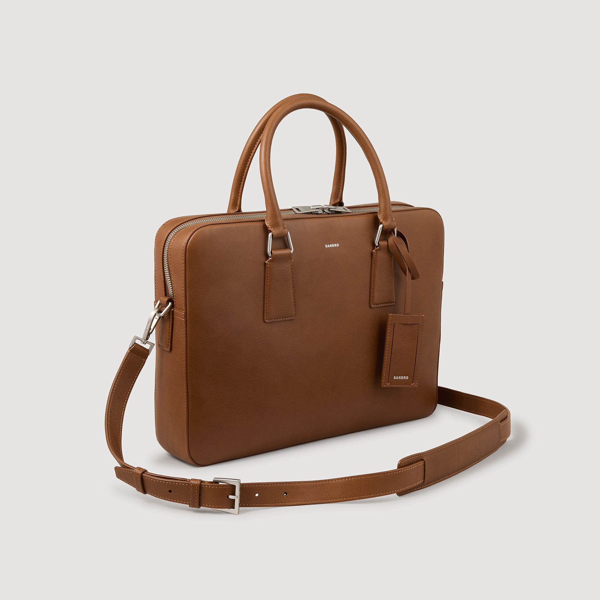 Große Tasche aus genarbtem Leder