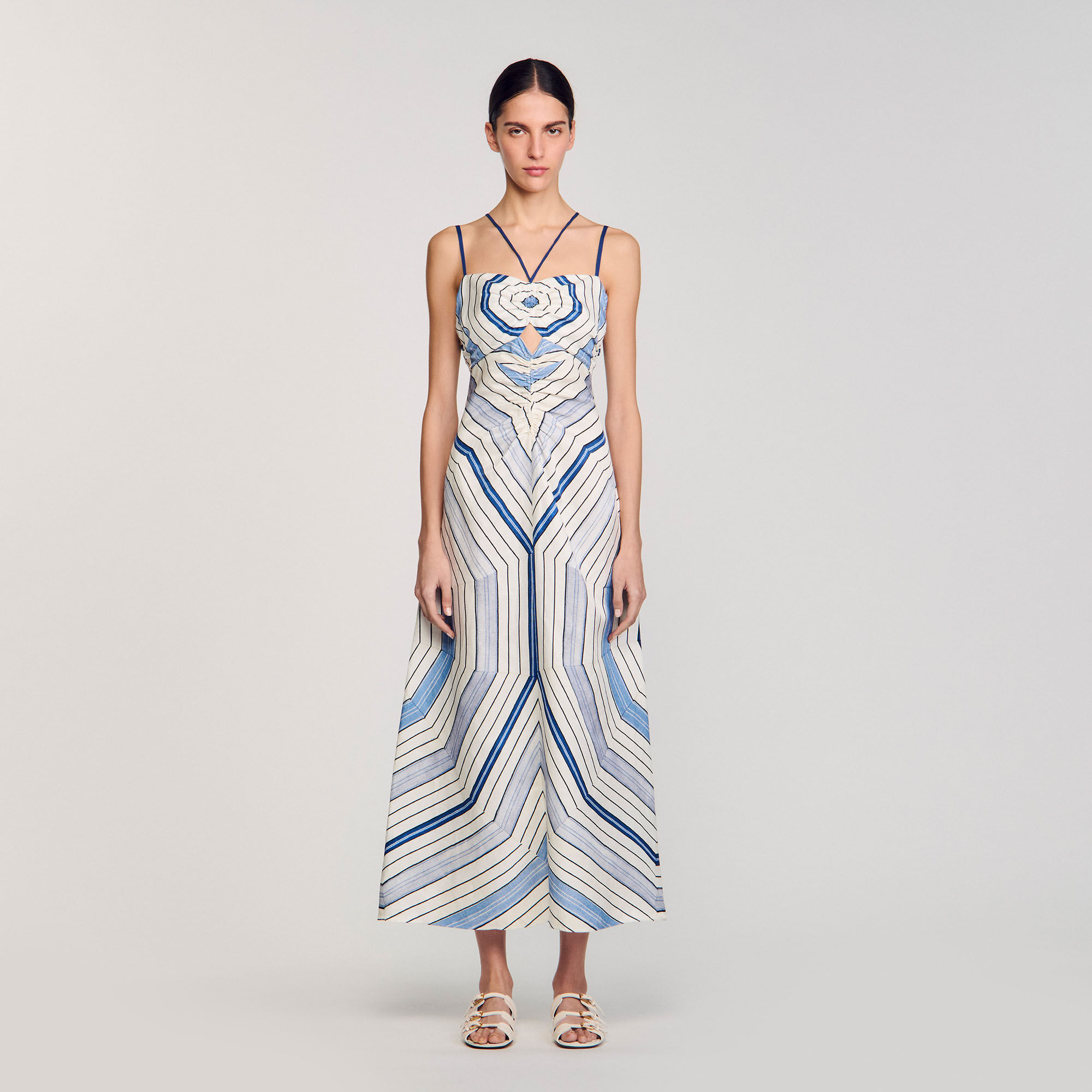 Langes Kleid mit Spiralenprint