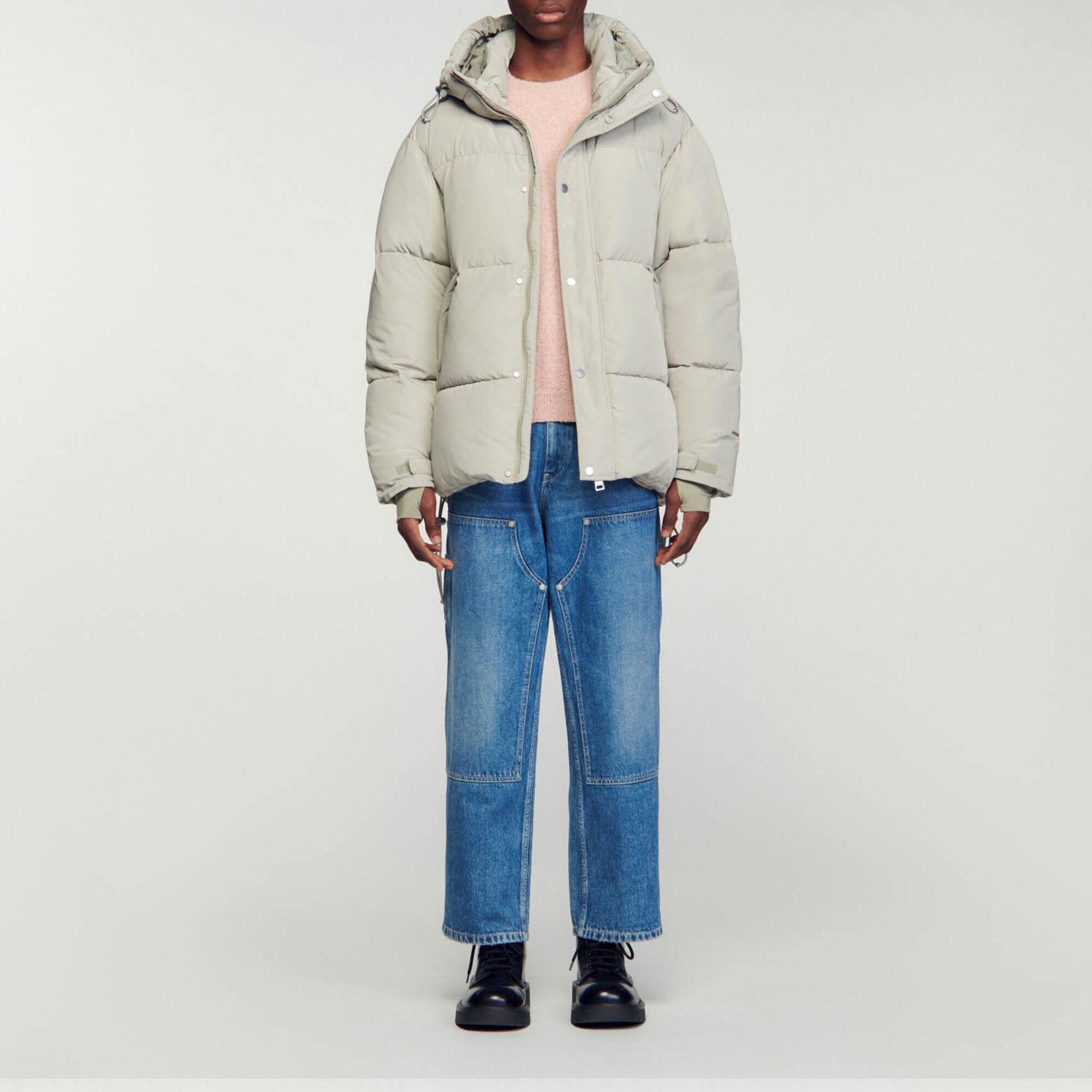 3/4-Daunenjacke mit Kapuze