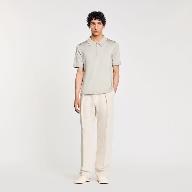 Poloshirt aus Strick mit Reißverschluss