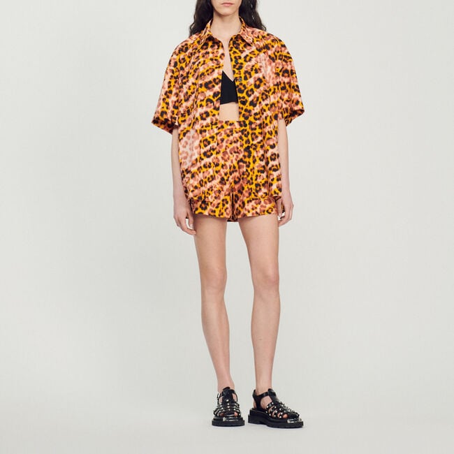 Oversize-Hemdbluse mit Leopardenprint