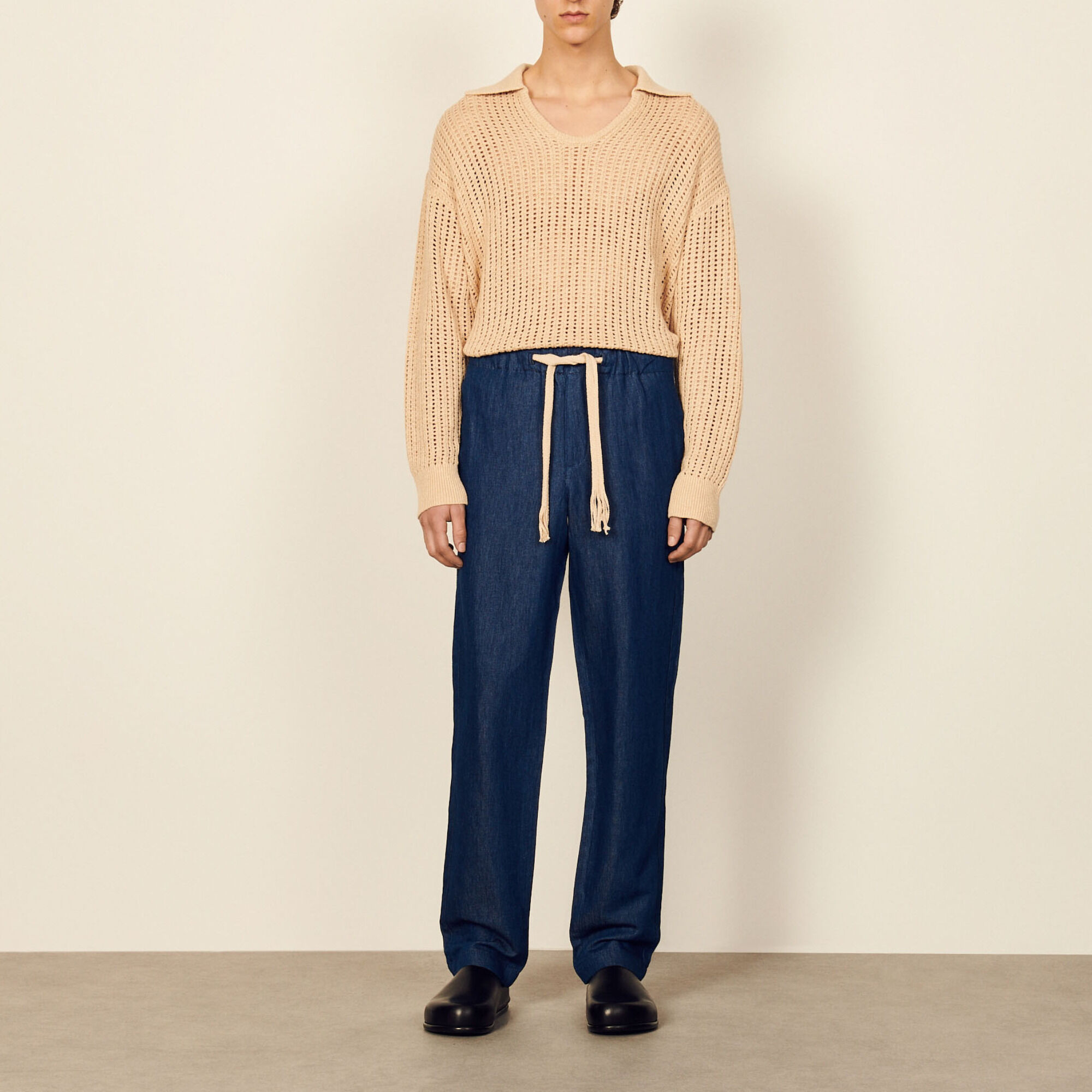 Weite Hose aus Chambray