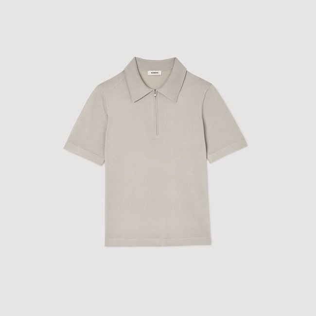 Poloshirt aus Strick mit Reißverschluss