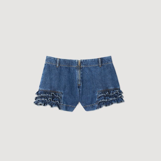 Shorts aus Denim mit Volants