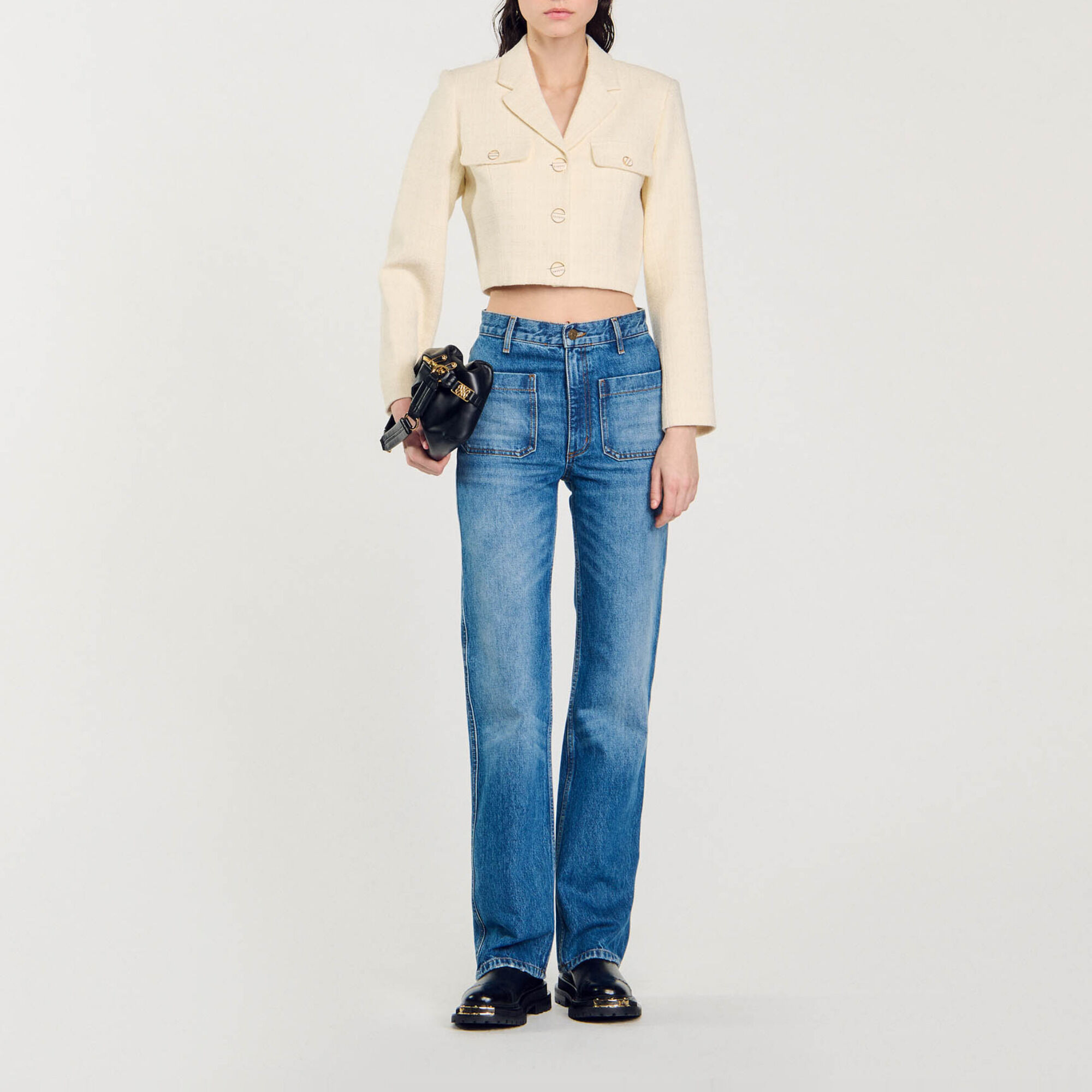 Kurze Tweedjacke mit Knöpfen