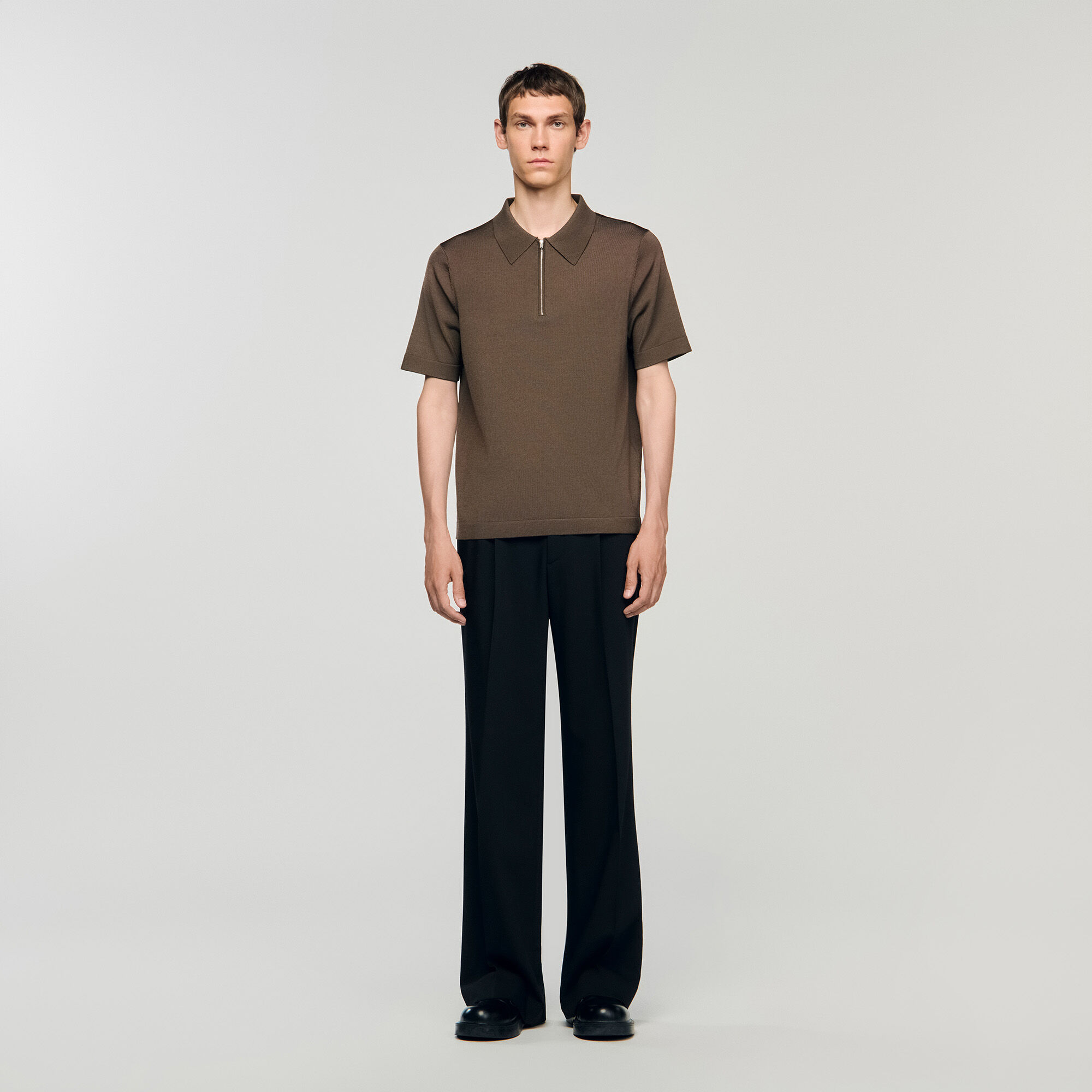 Poloshirt aus Strick mit Reißverschluss