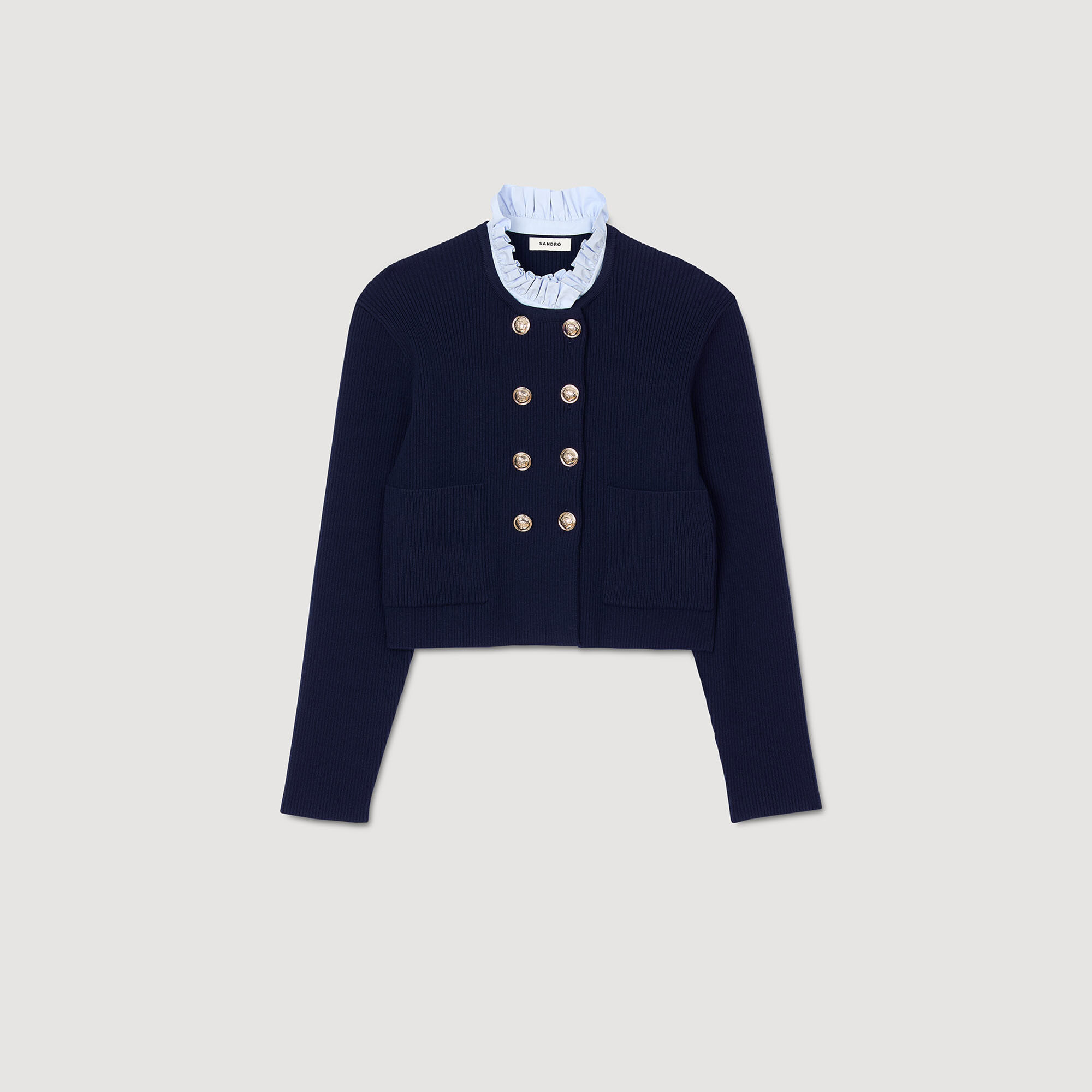 Cardigan mit abnehmbarem Volantkragen