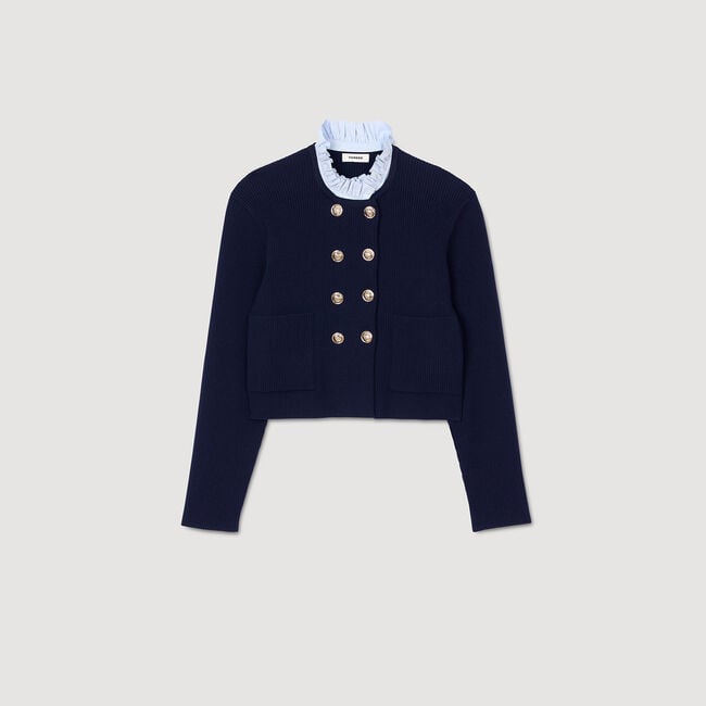 Cardigan mit abnehmbarem Volantkragen