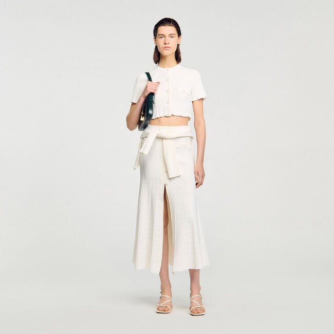 Kurzer Cardigan Pointelle-Strick