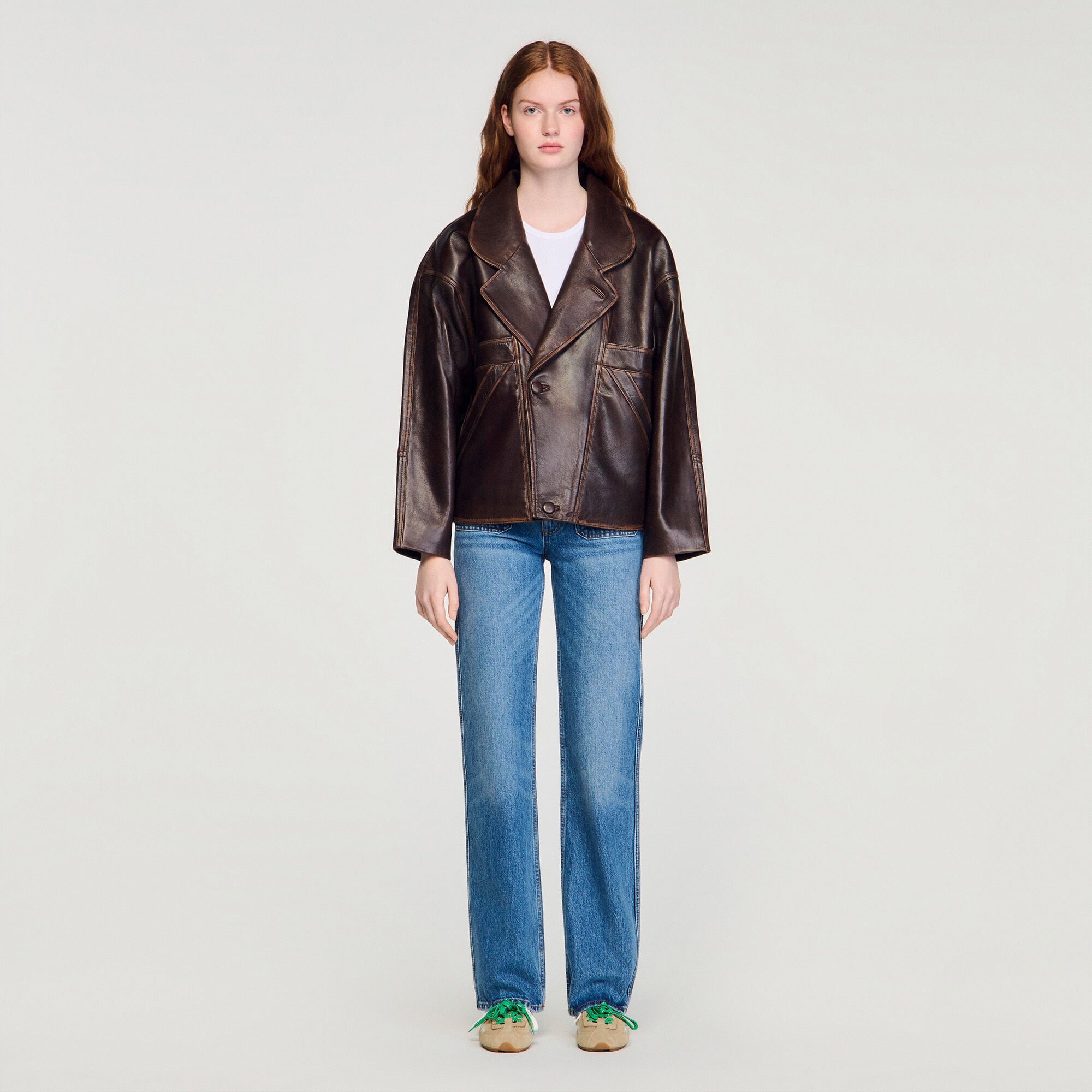 Oversize-Lederjacke