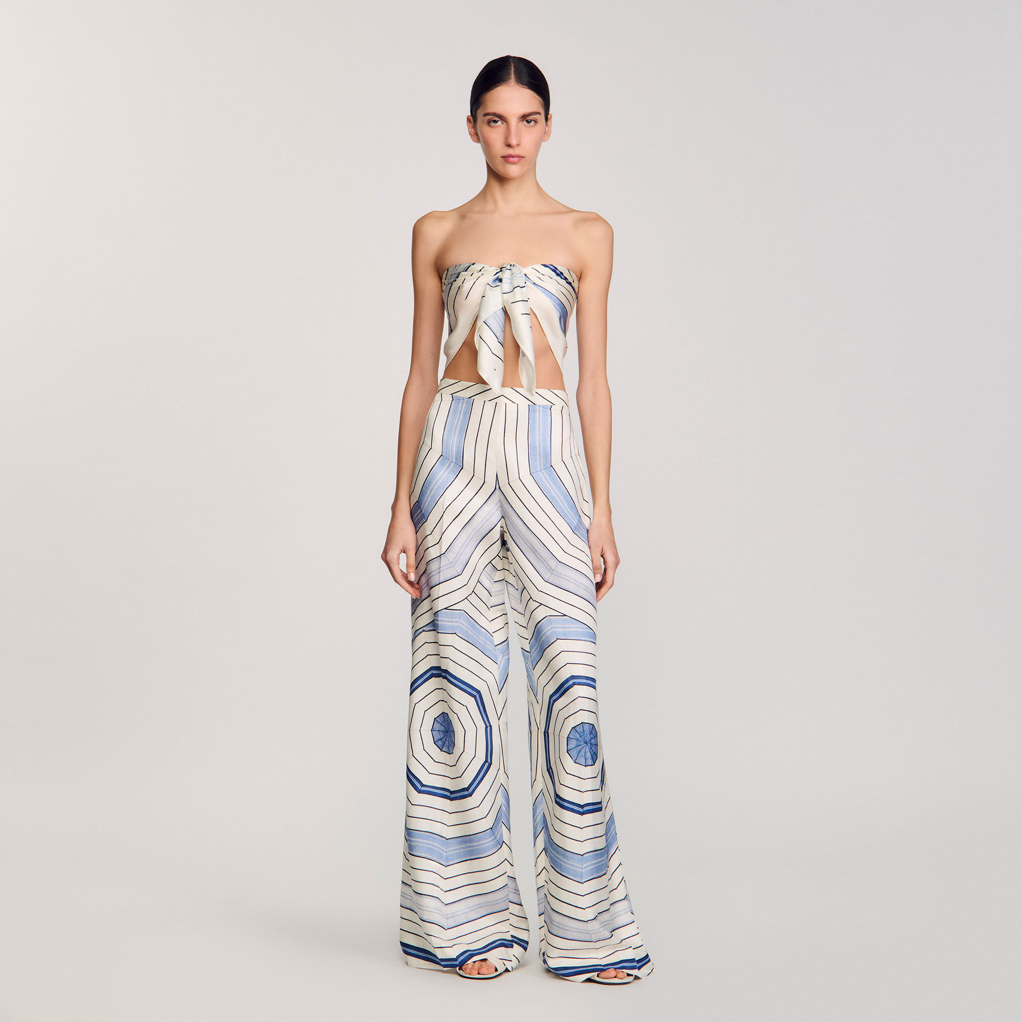 Weite Hose mit Spiralendruckmuster