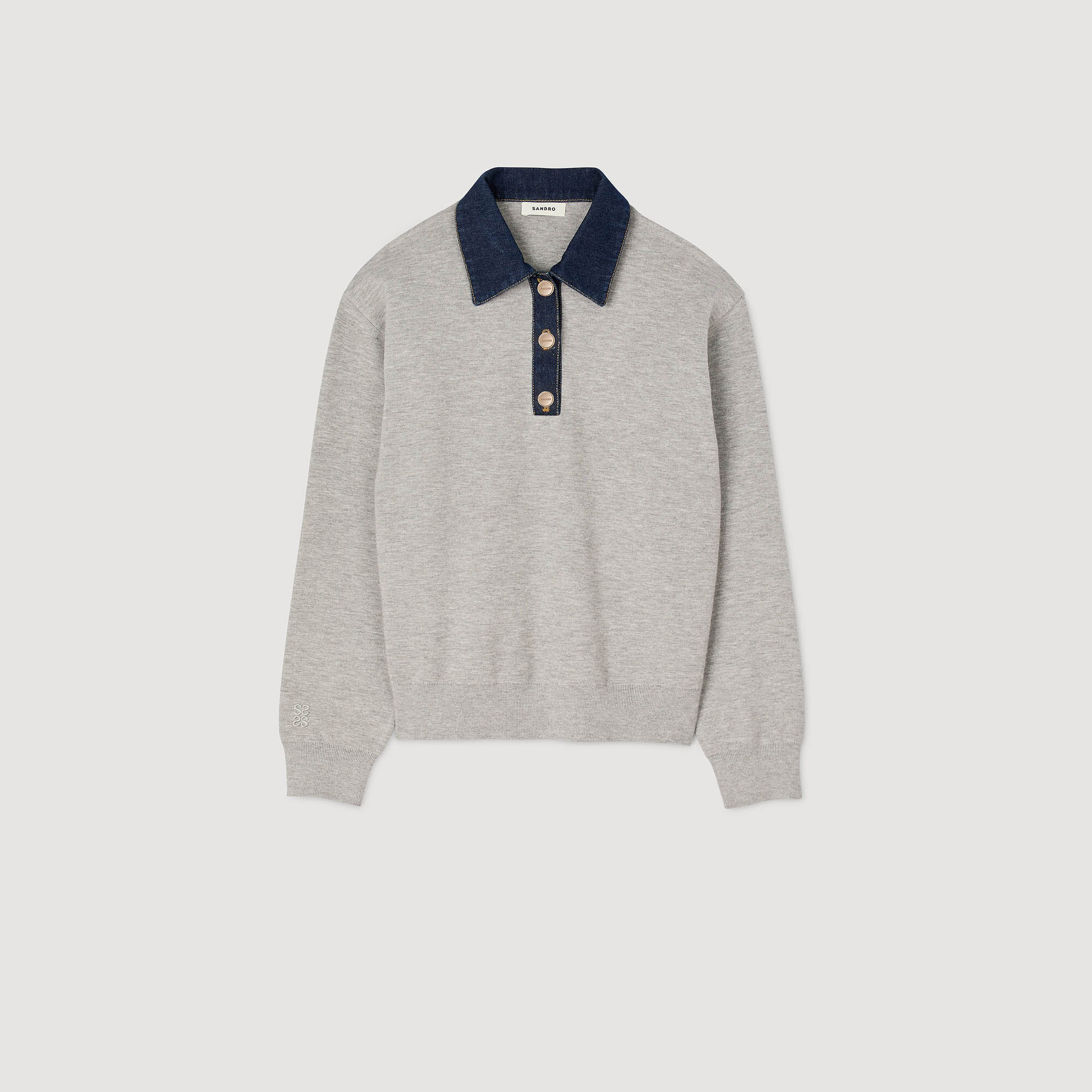 Pullover mit Kragen aus Jeansstoff