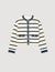 Streifen-Cardigan mit Denim-Details