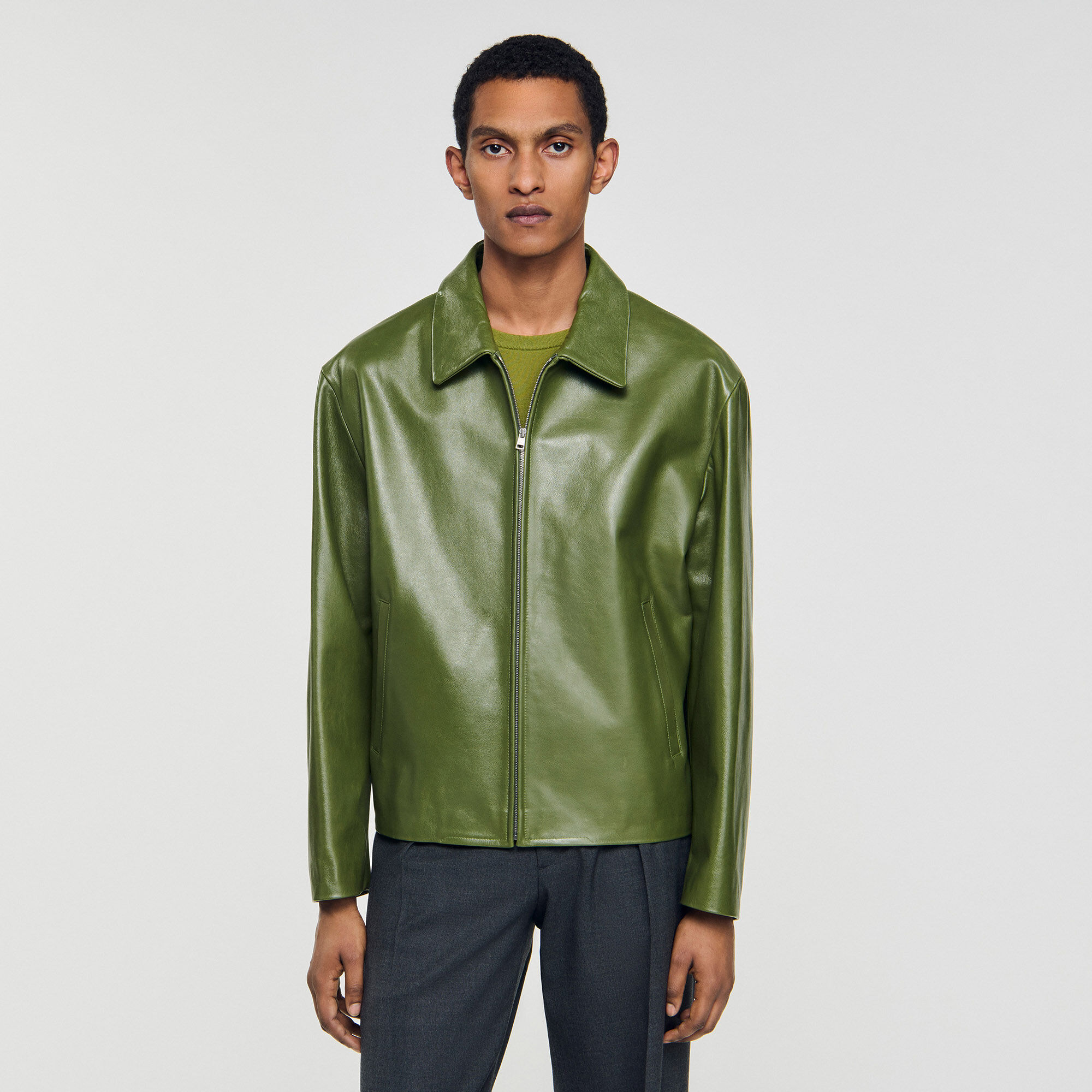 Lederjacke mit Reißverschluss