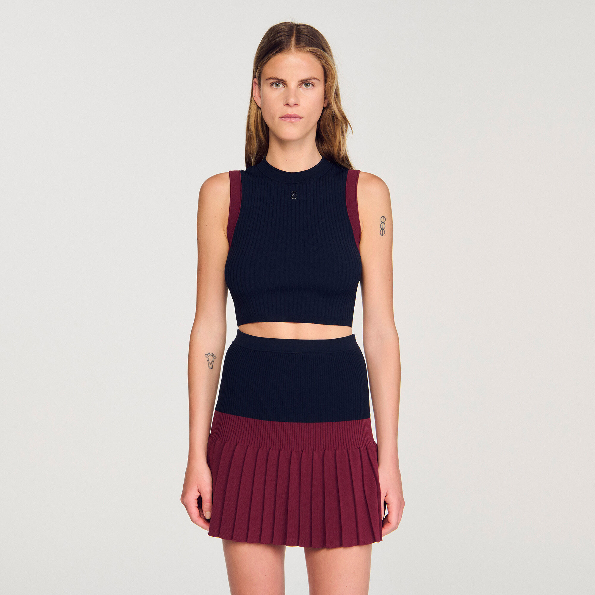 Zweifarbiges Stricktop